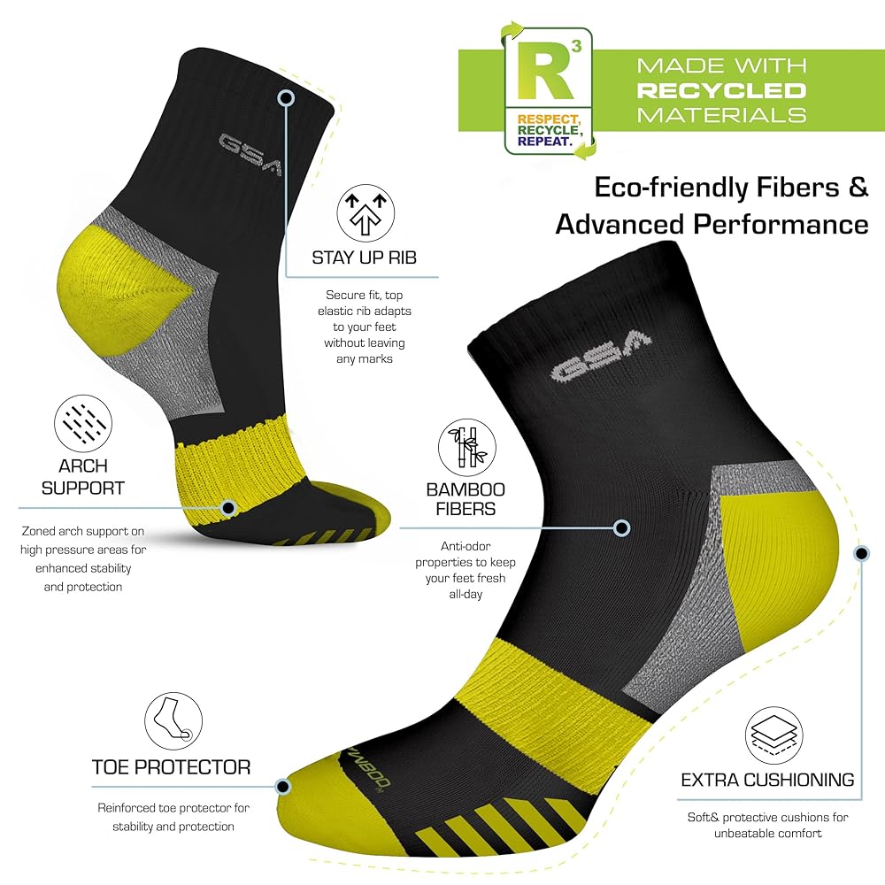 GSA Bamboo+ Quarter Half Terry Women's Socks - Black