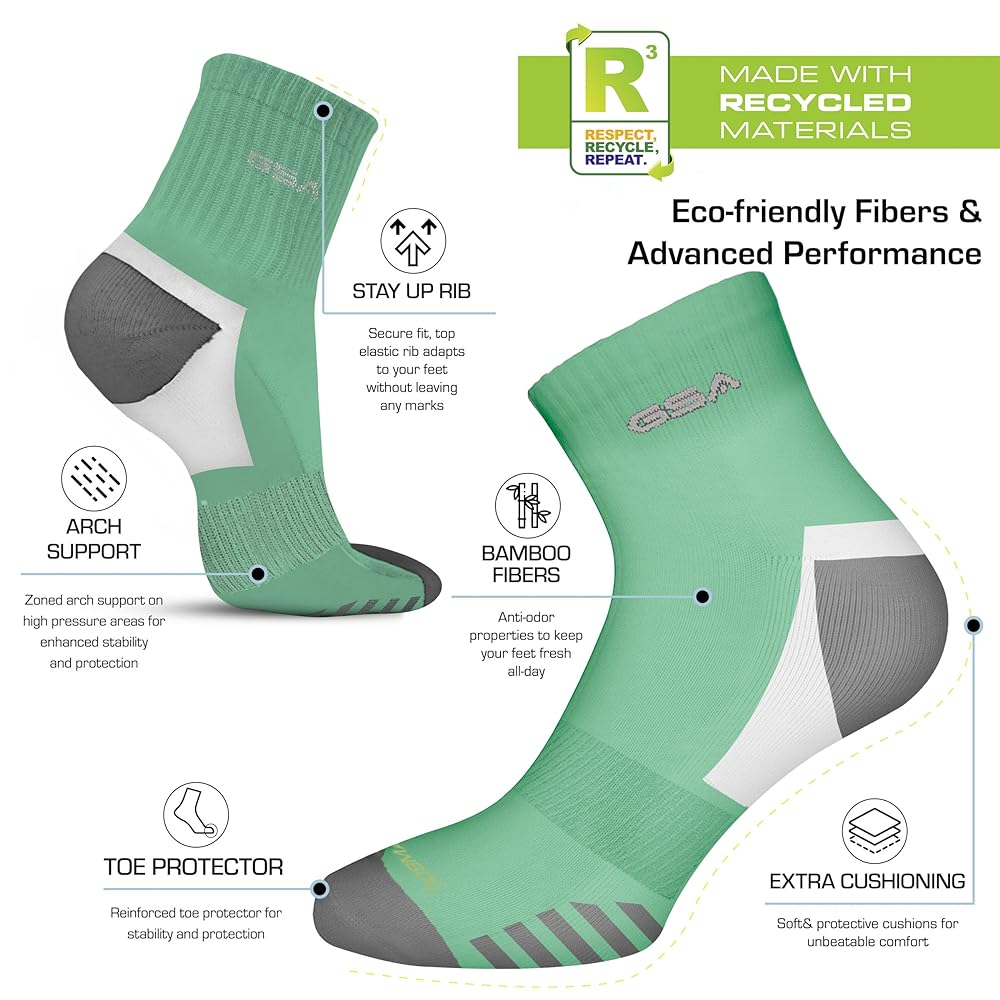 GSA Bamboo+ Quarter Half Terry Women's Socks - Multicolor