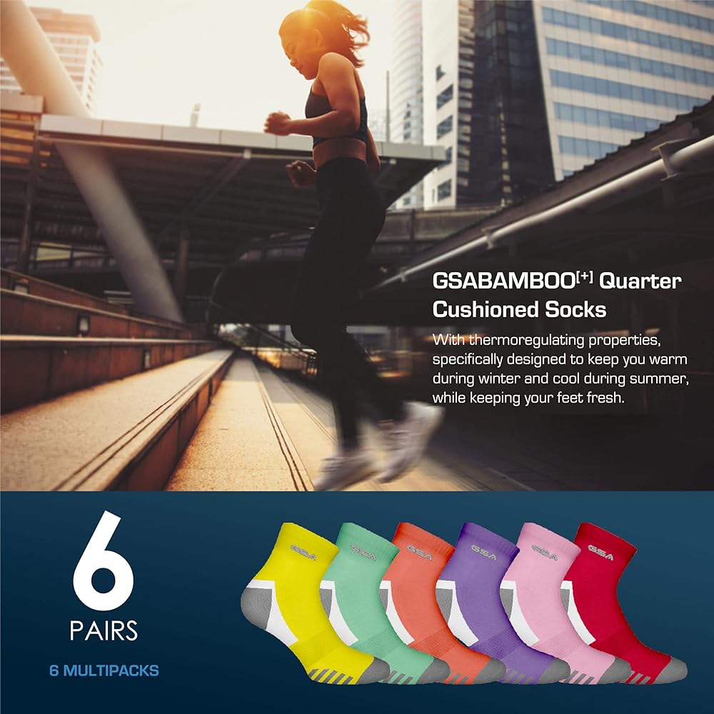 GSA Bamboo+ Quarter Half Terry Women's Socks - Multicolor