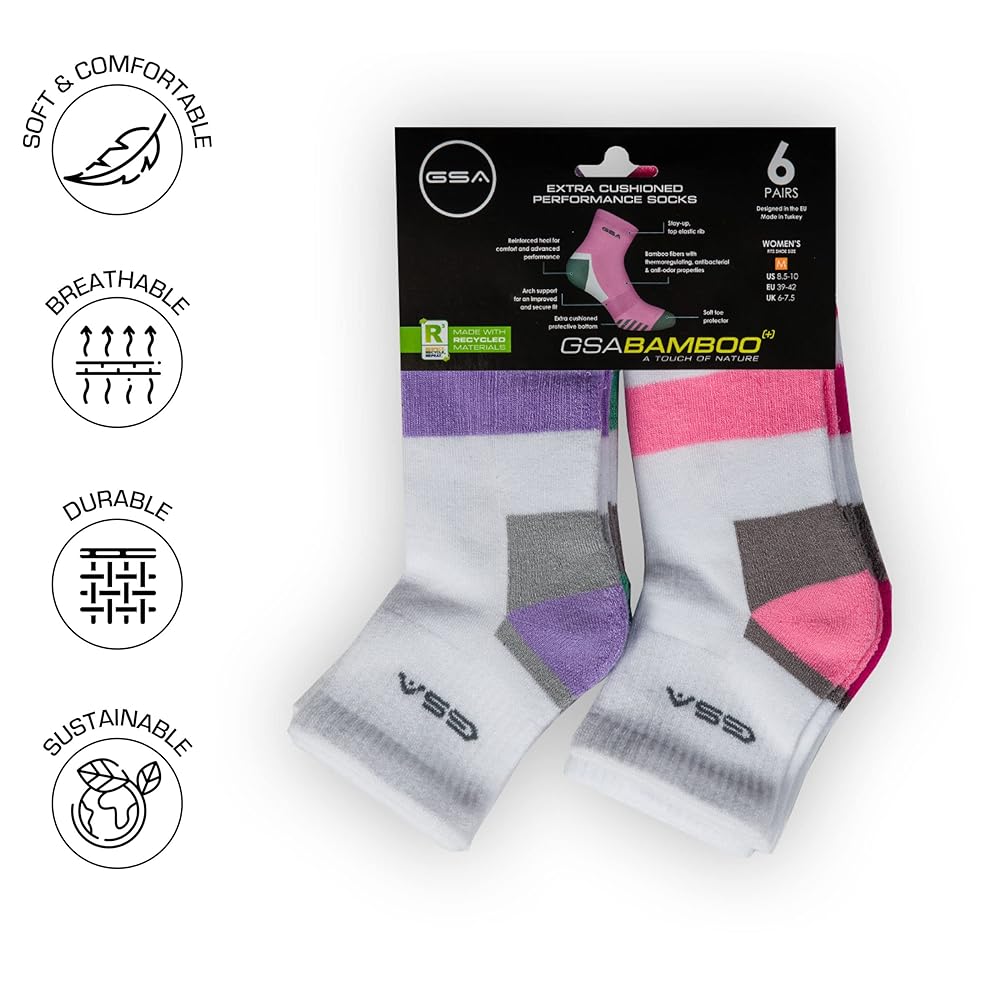 GSA Bamboo+ Quarter Half Terry Women's Socks - White