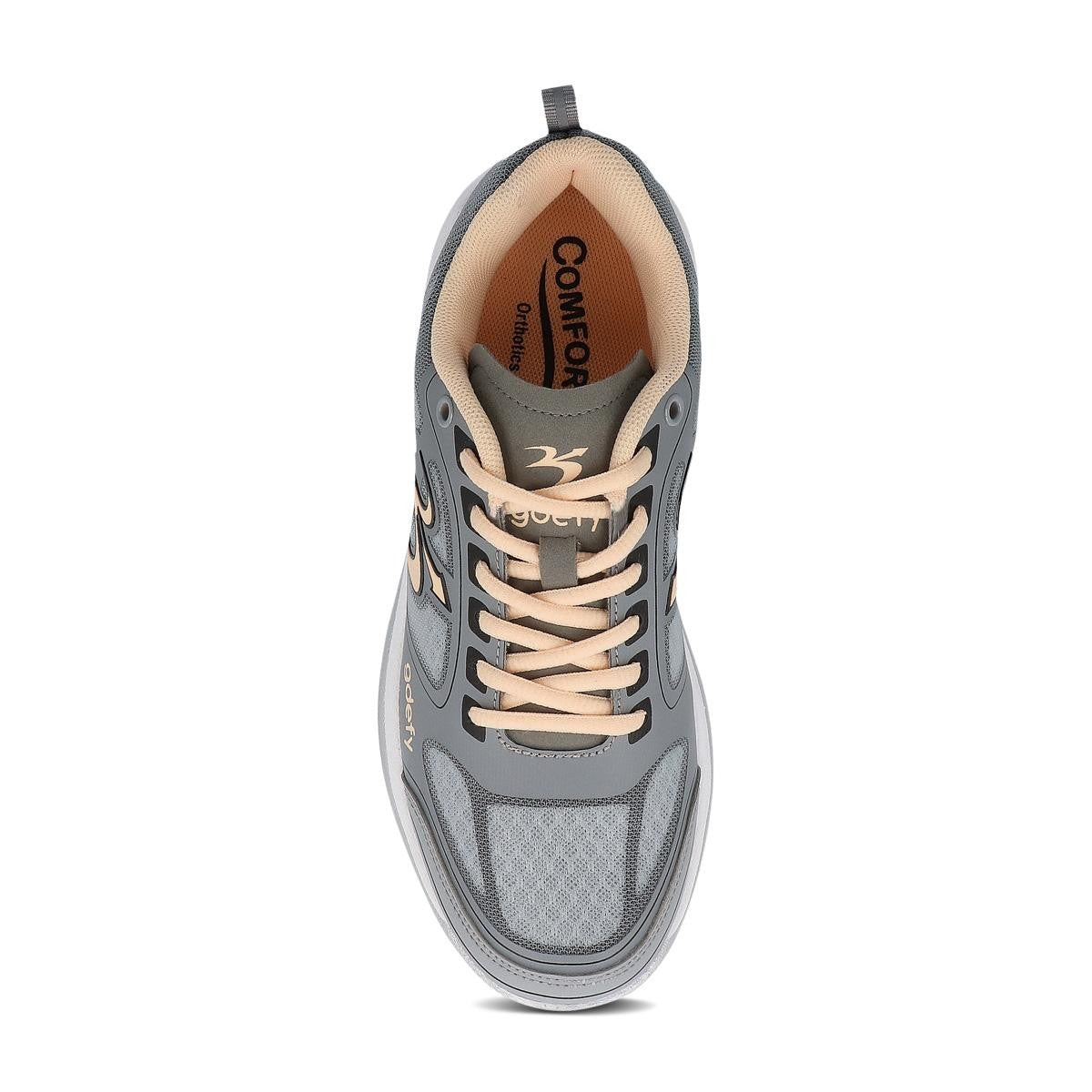 Gravity Defyer Women's GDEFY Ion Athletic Shoes - Gray/Peach - top view