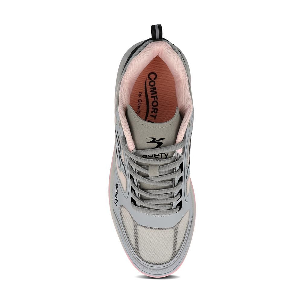 Gravity Defyer Women's GDEFY Ion Athletic Shoes - Gray/Pink - top view