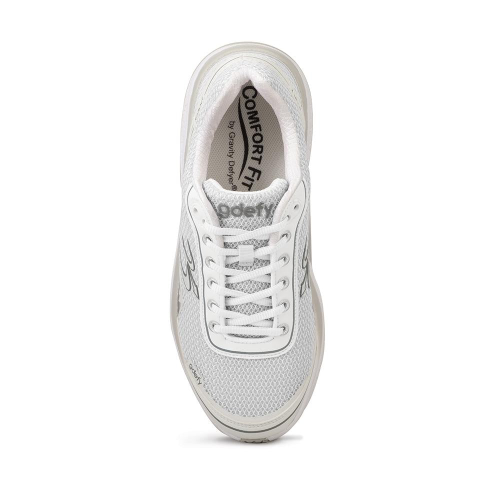 Gravity Defyer Women's GDEFY Mighty Walk Athletic Shoes - White/Silver - top view