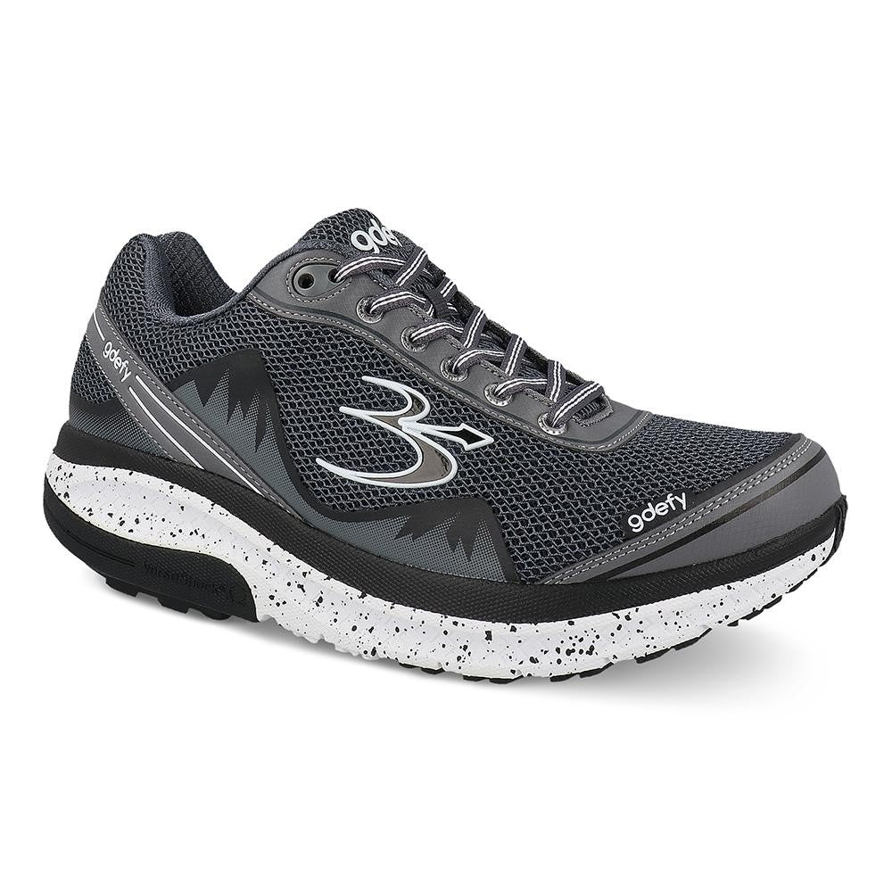 Gravity Defyer Men's GDEFY Mighty Walk Athletic Shoes - Black / Gray - angle main 2
