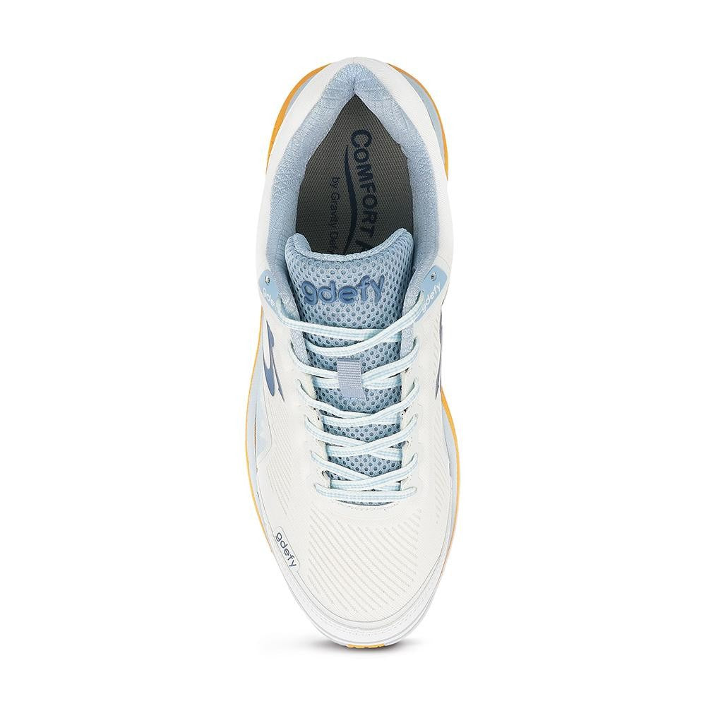 Gravity Defyer Men's GDEFY Mighty Walk Athletic Shoes - Blue/Orange - top view