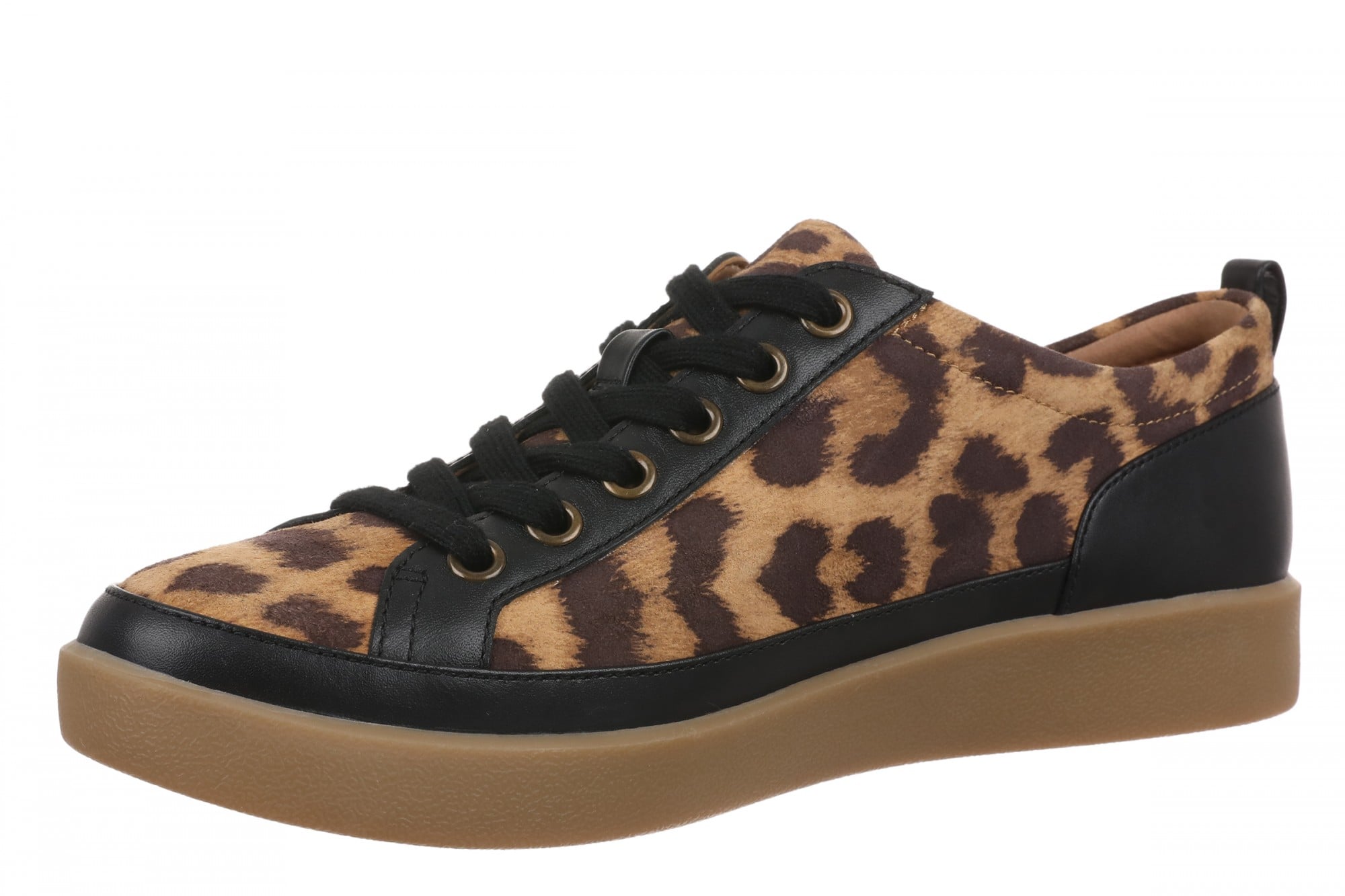 Vionic Winny Women's Oxford - Comfortable Orthotic Arch Support Lace-Up Shoes - Tan Leopard - Left angle