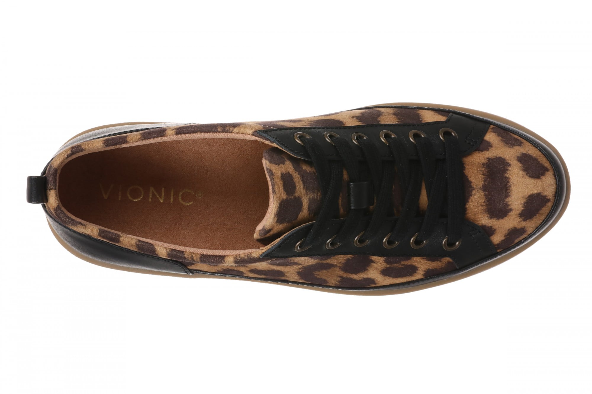 Vionic Winny Women's Oxford - Comfortable Orthotic Arch Support Lace-Up Shoes - Tan Leopard - Top