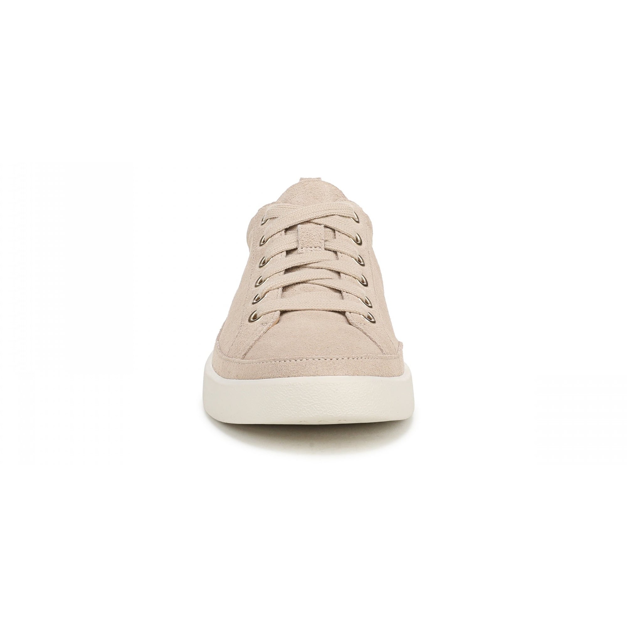 Vionic Winny Women's Oxford - Comfortable Orthotic Arch Support Lace-Up Shoes - Lucid Beige Suede - Front of Shoe