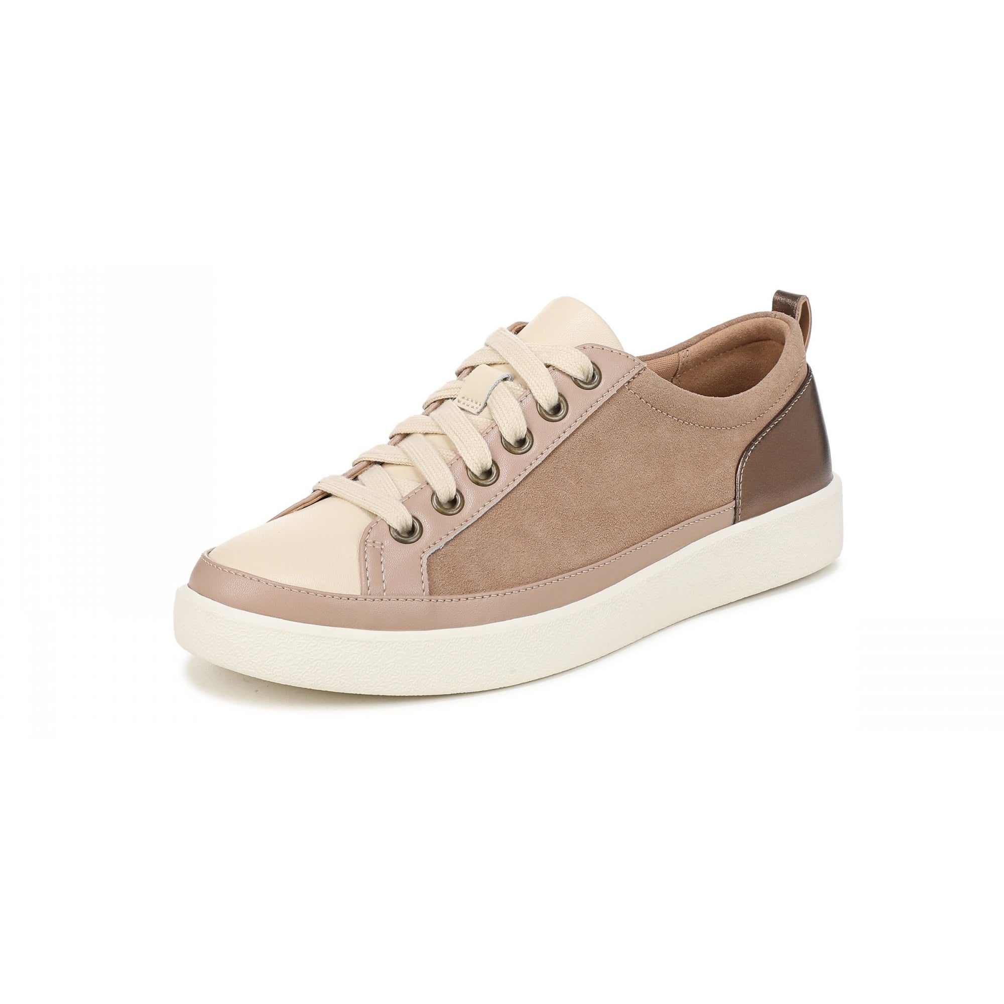 Vionic Winny Women's Oxford - Comfortable Orthotic Arch Support Lace-Up Shoes - Desert Sand/Bronze Leather - Angle Main