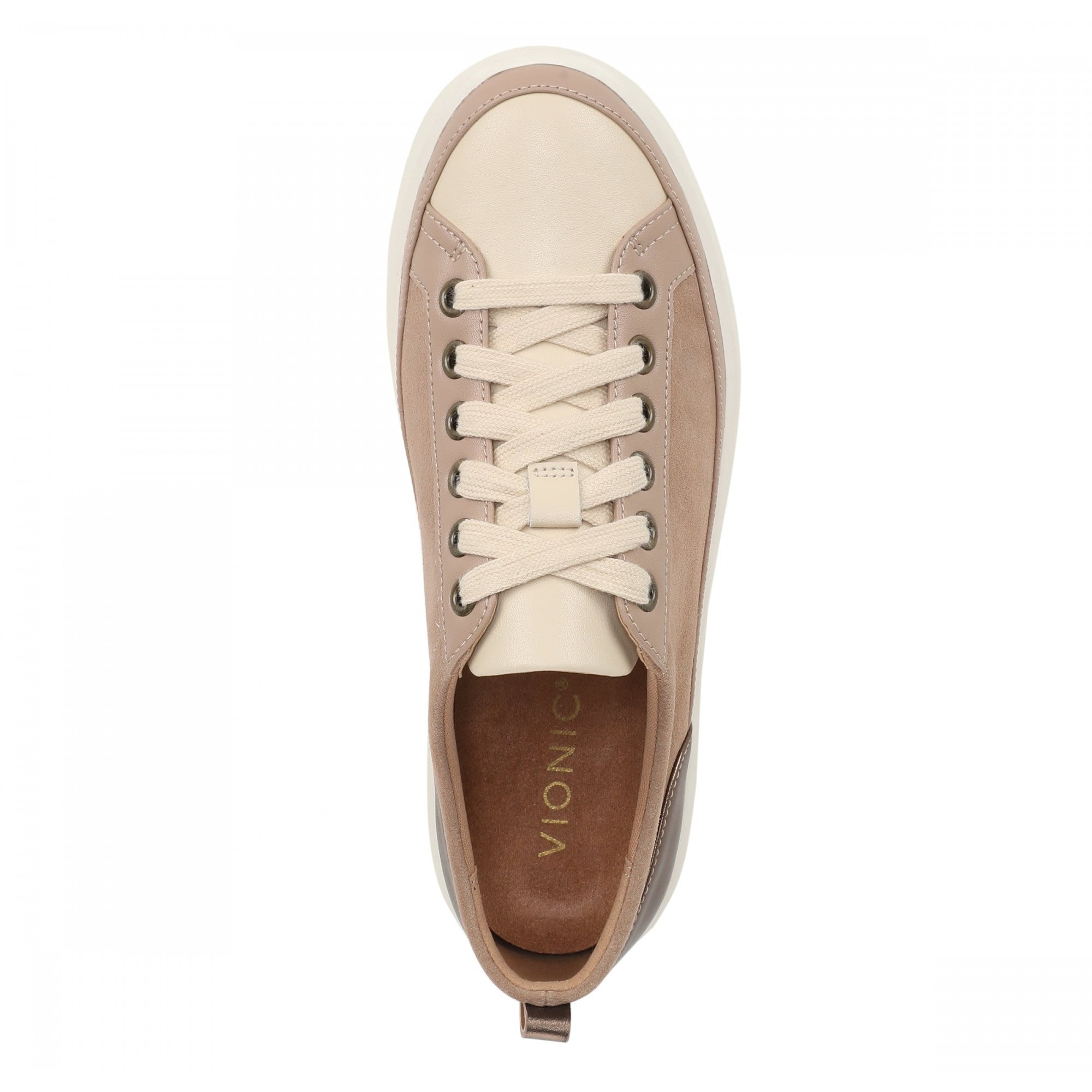 Vionic Winny Women's Oxford - Comfortable Orthotic Arch Support Lace-Up Shoes - Desert Sand/Bronze Leather - Top