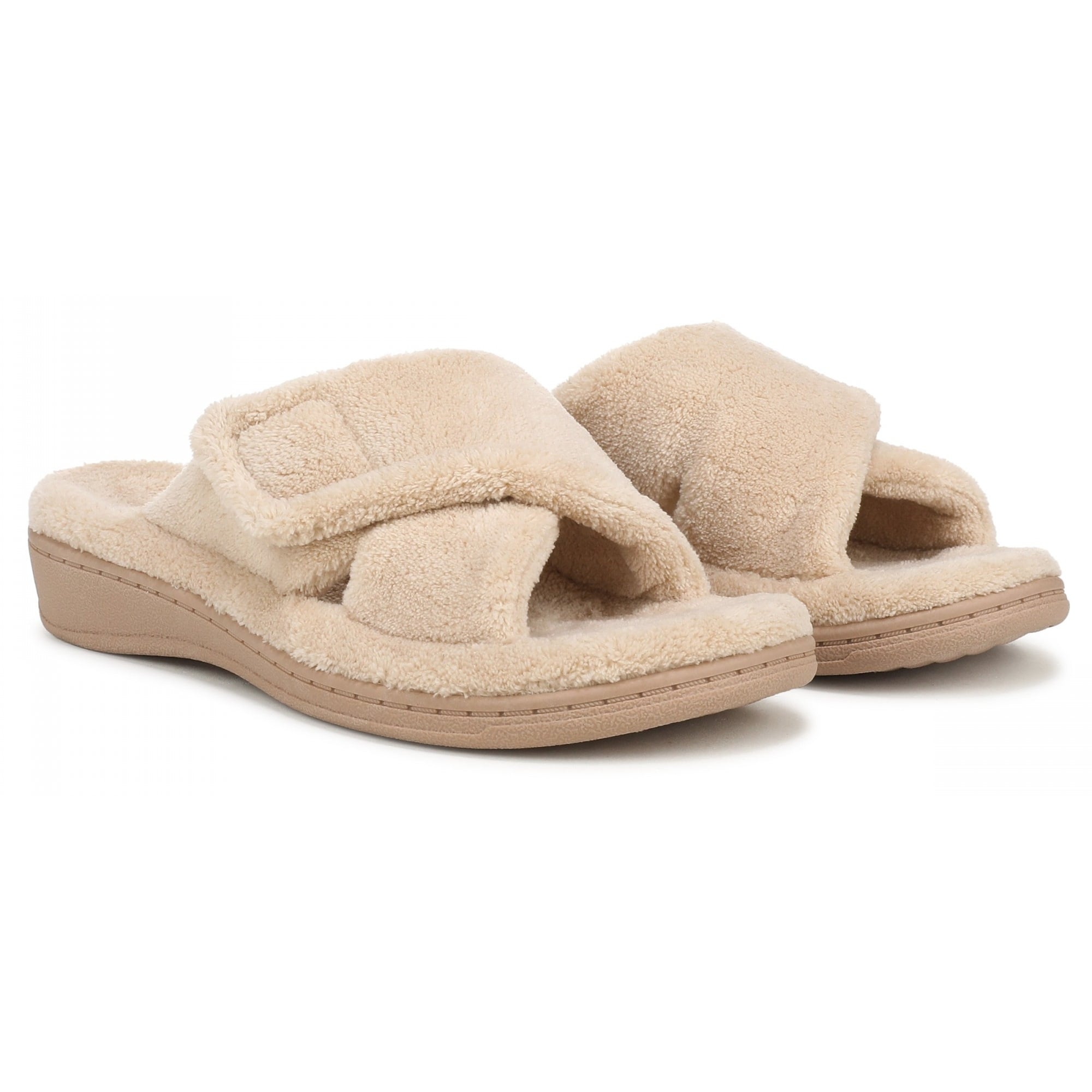 Vionic Relax - Orthaheel Orthotic Slippers - Tan Terry - Pair