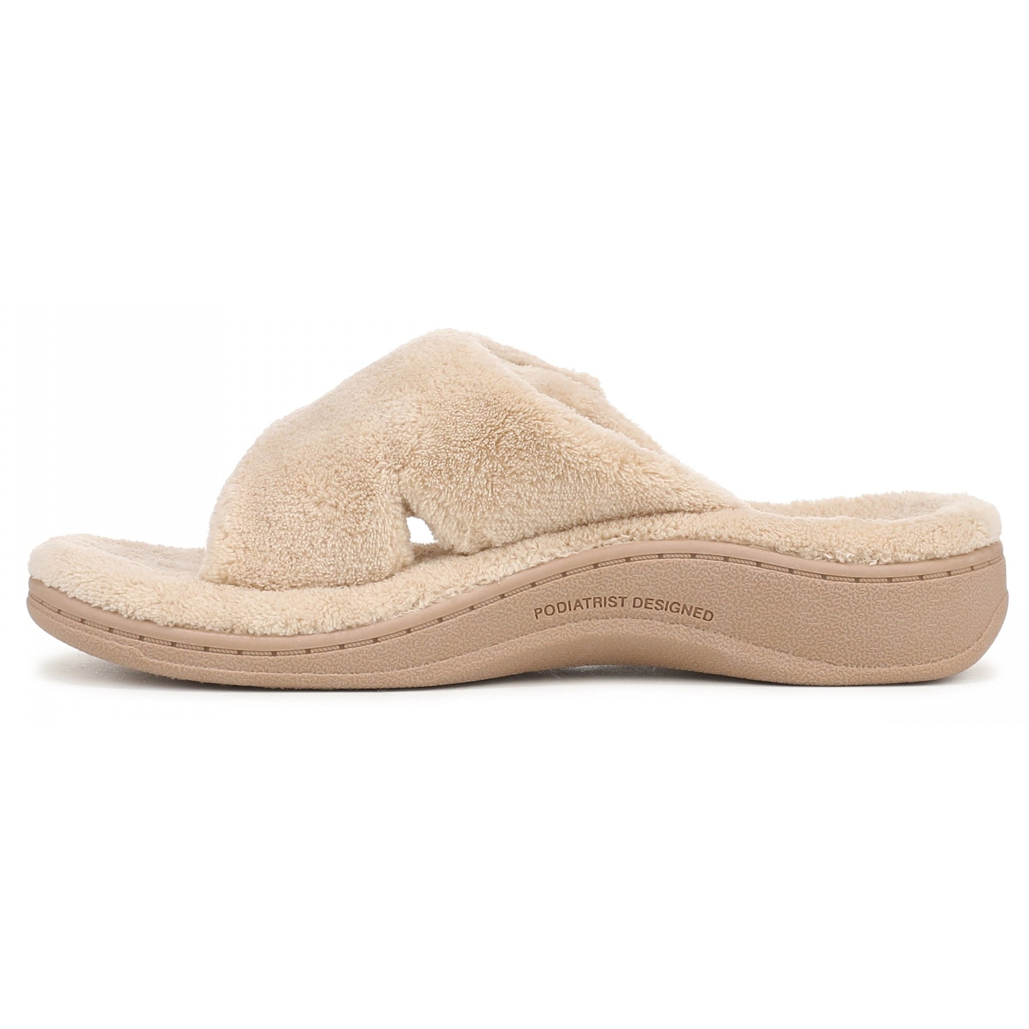 Vionic Relax - Orthaheel Orthotic Slippers - Tan Terry - Side