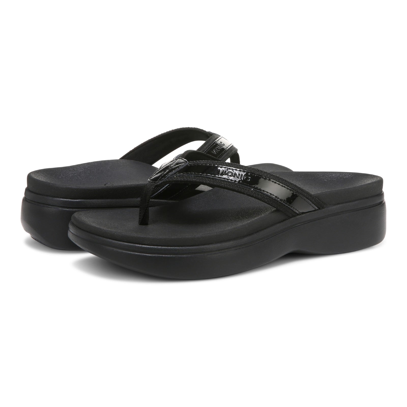 Vionic High Tide Ii Womens Thong Wedge - Black - pair left angle