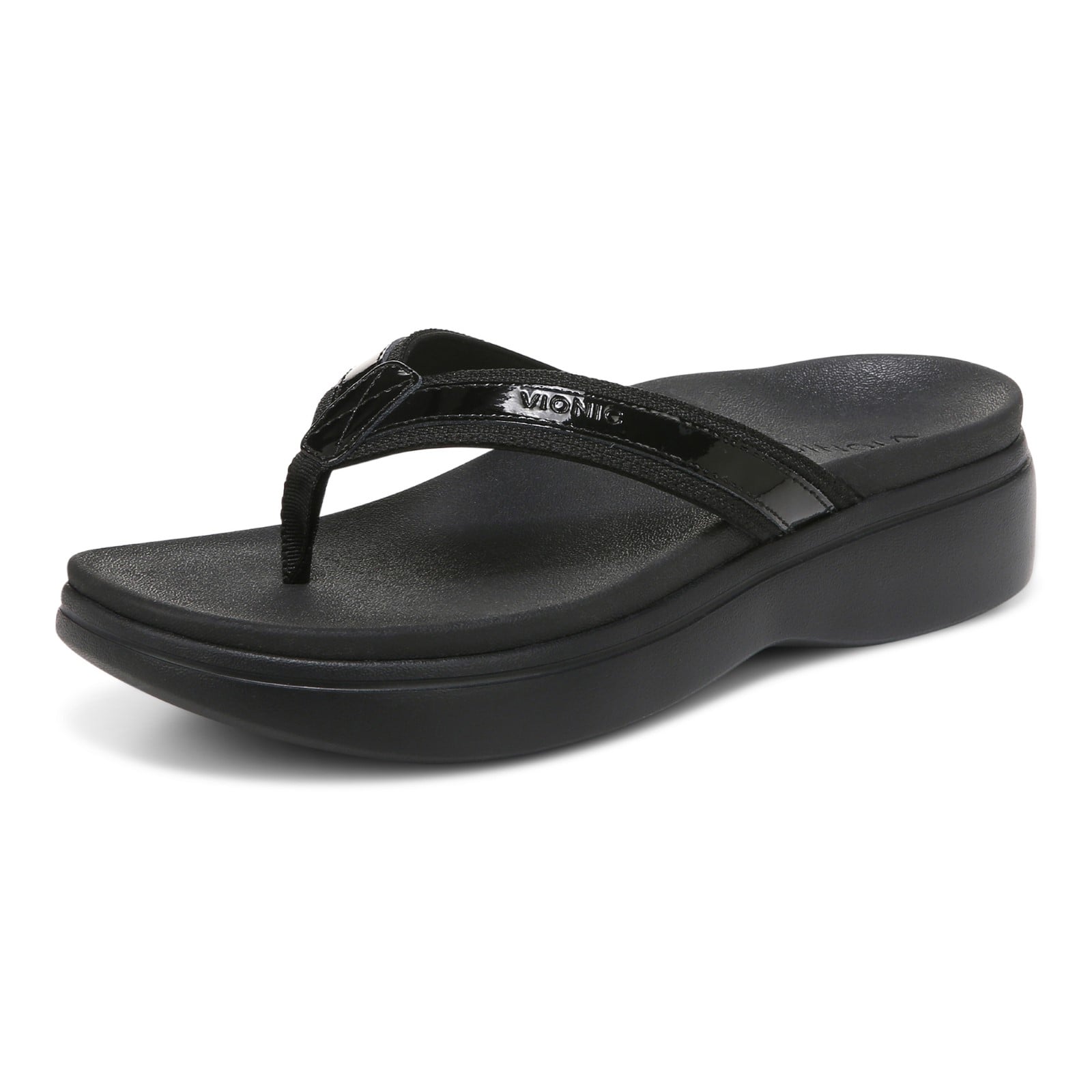 Vionic High Tide Ii Womens Thong Wedge - Black - Left angle