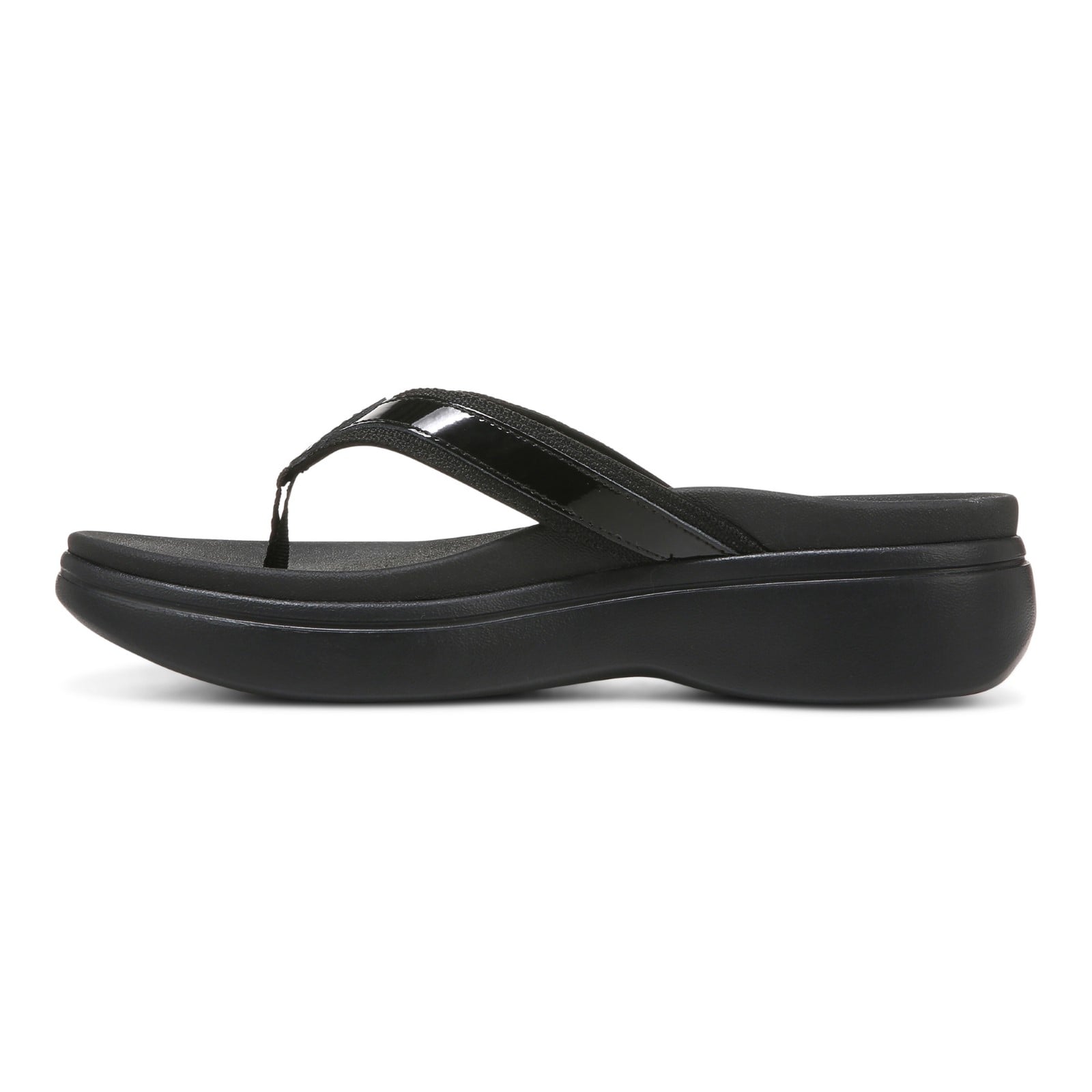 Vionic High Tide Ii Womens Thong Wedge - Black - Left Side