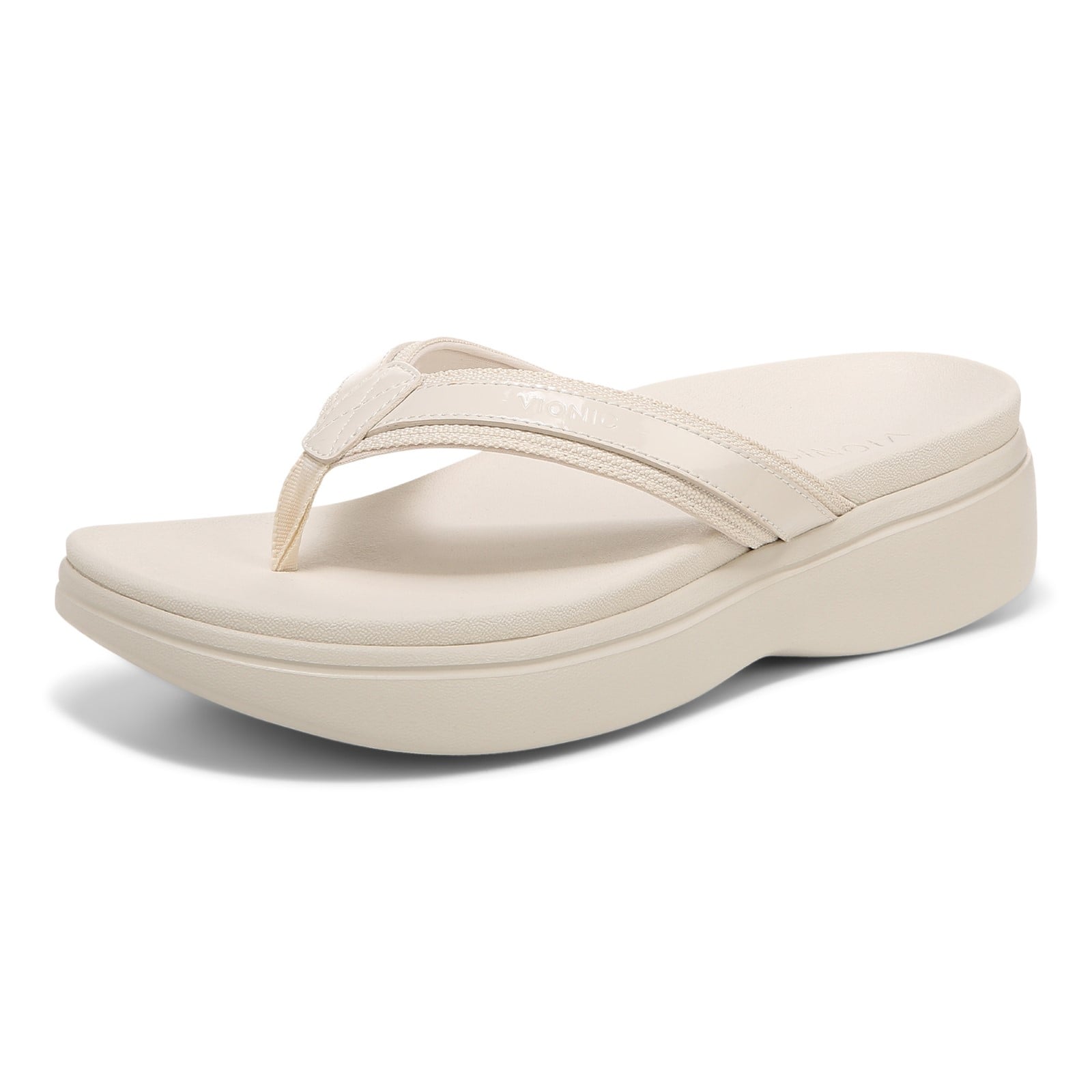 Vionic High Tide Ii Womens Thong Wedge - Cream - Left angle