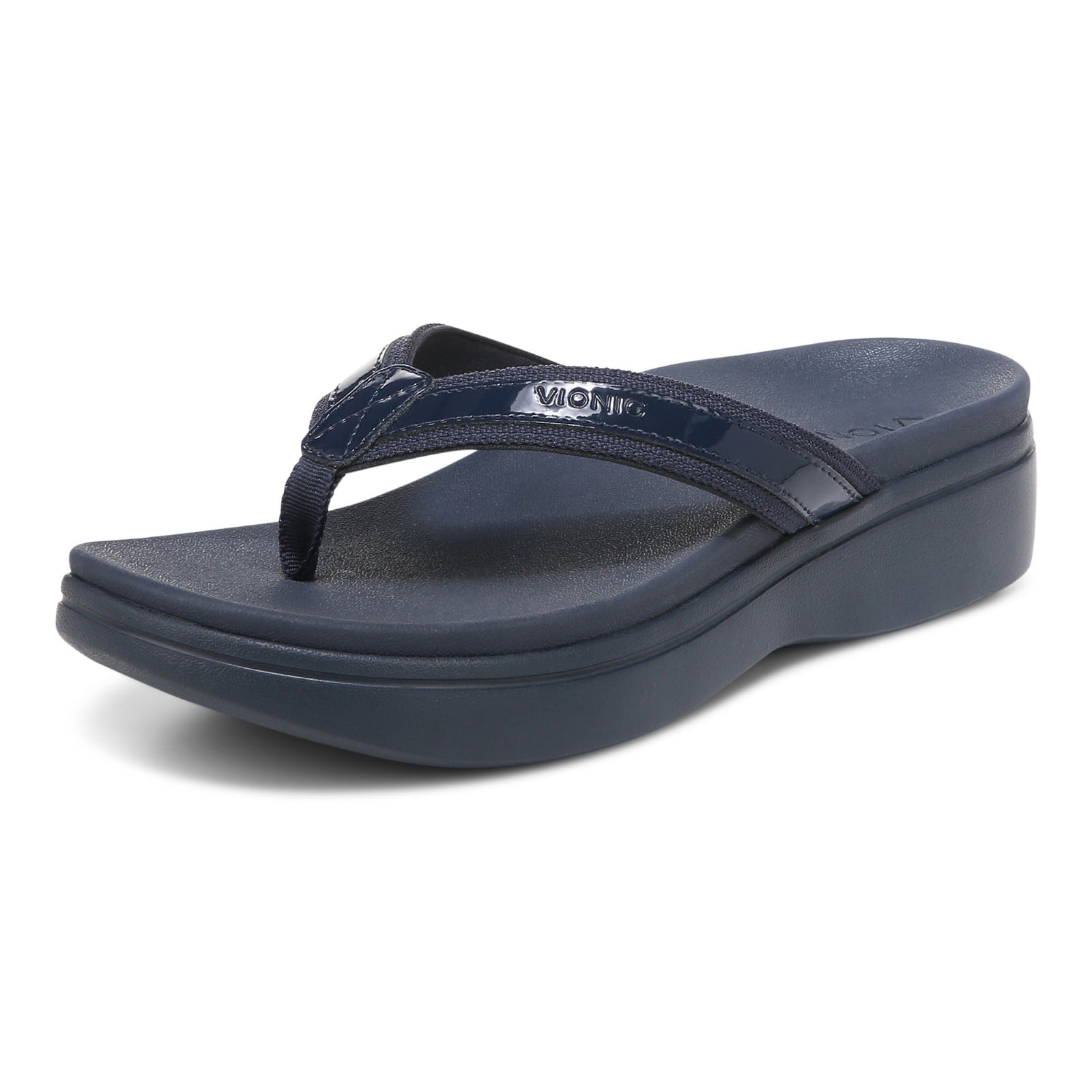 Vionic High Tide Ii Womens Thong Wedge - Navy - Left angle