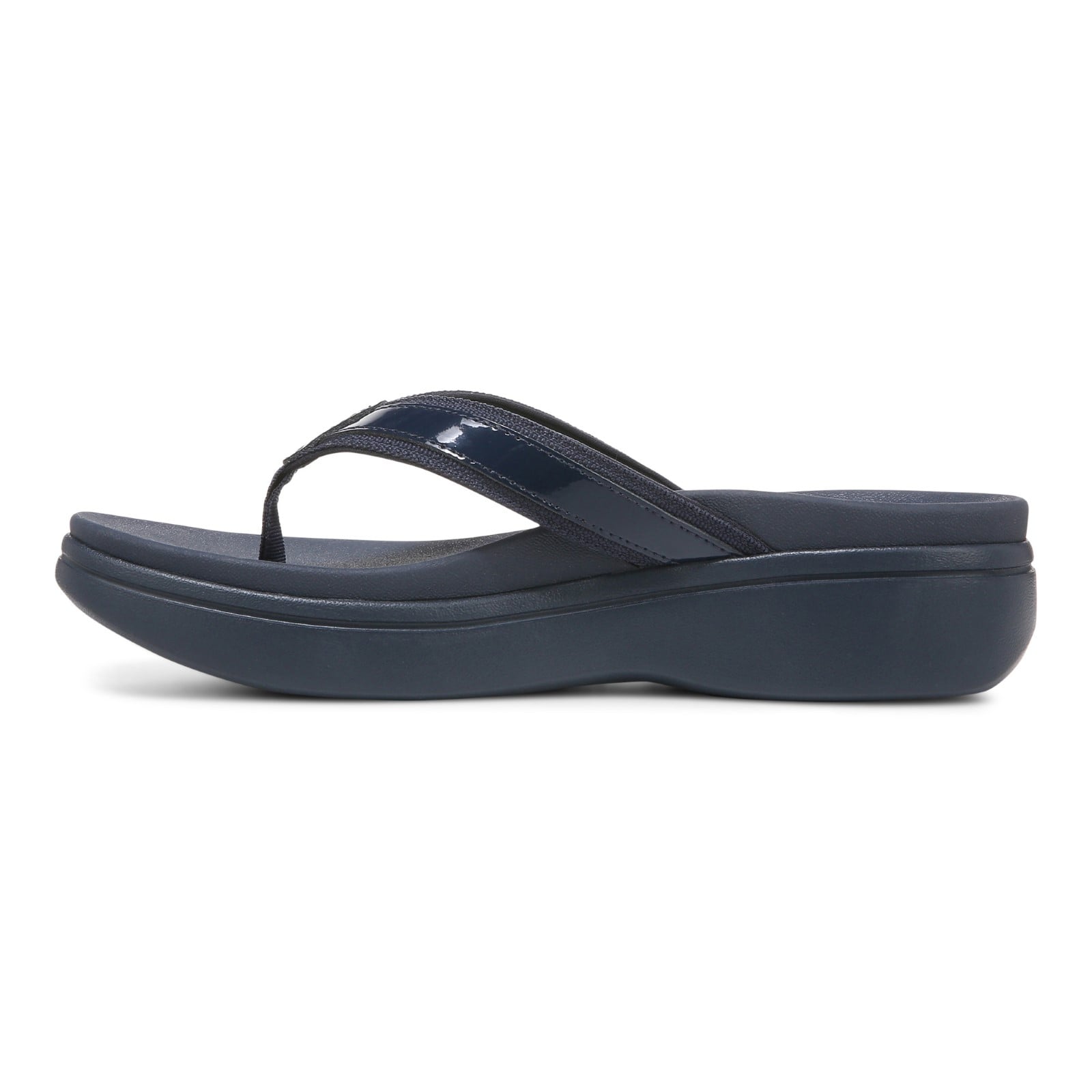 Vionic High Tide Ii Womens Thong Wedge - Navy - Left Side
