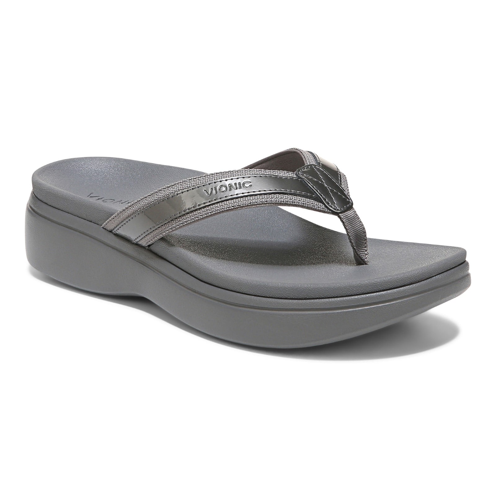 Vionic High Tide Ii Womens Thong Wedge - Pewter - Angle main