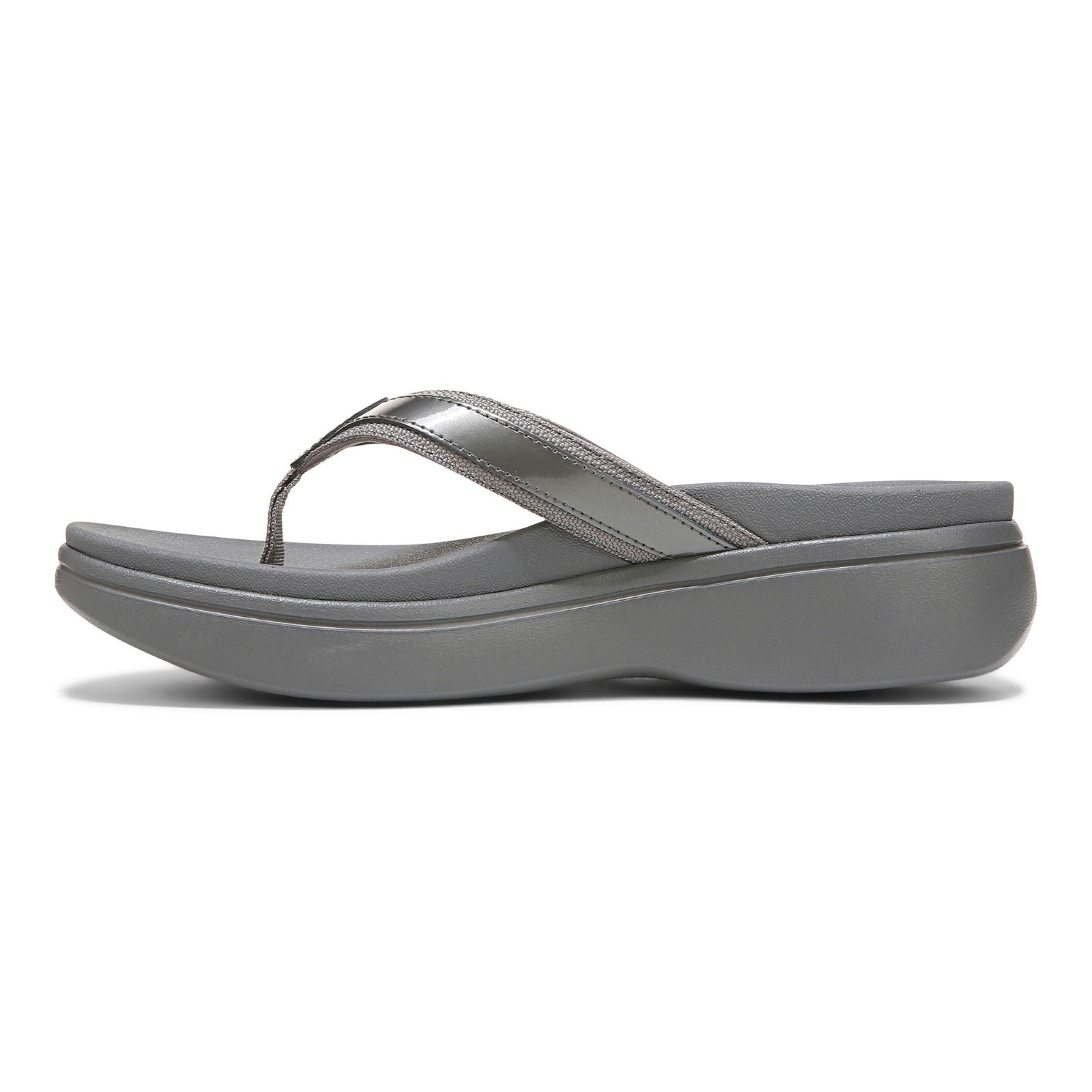 Vionic High Tide Ii Womens Thong Wedge - Pewter - Left Side