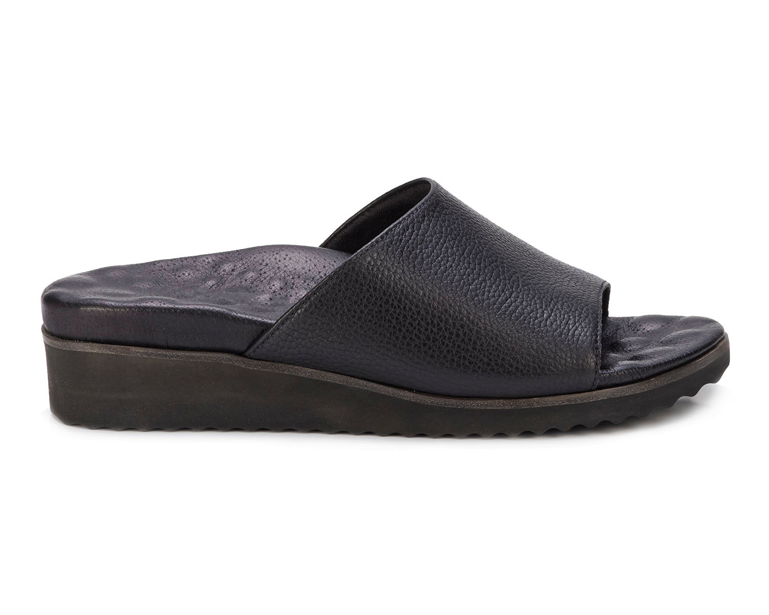 Ros Hommerson Heston Women's Slide Sandal - Black Tumbled Leather - Outside View