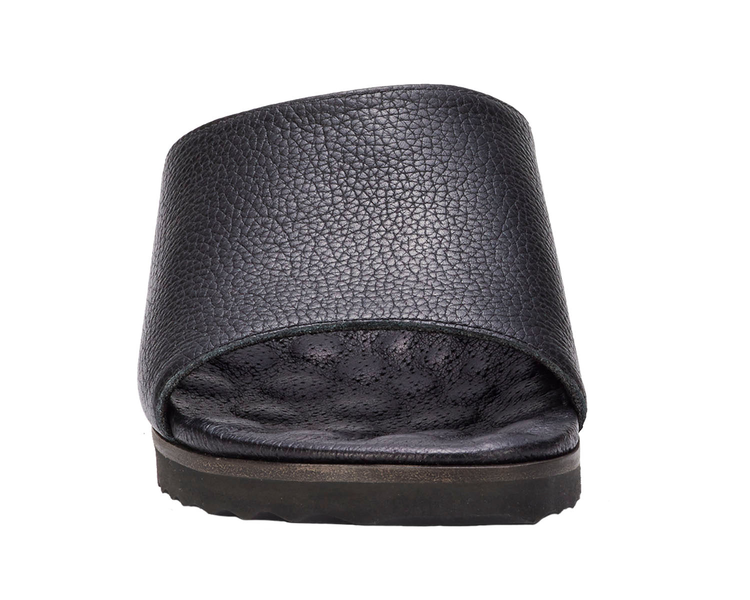 Ros Hommerson Heston Women's Slide Sandal - Black Tumbled Leather - Front View