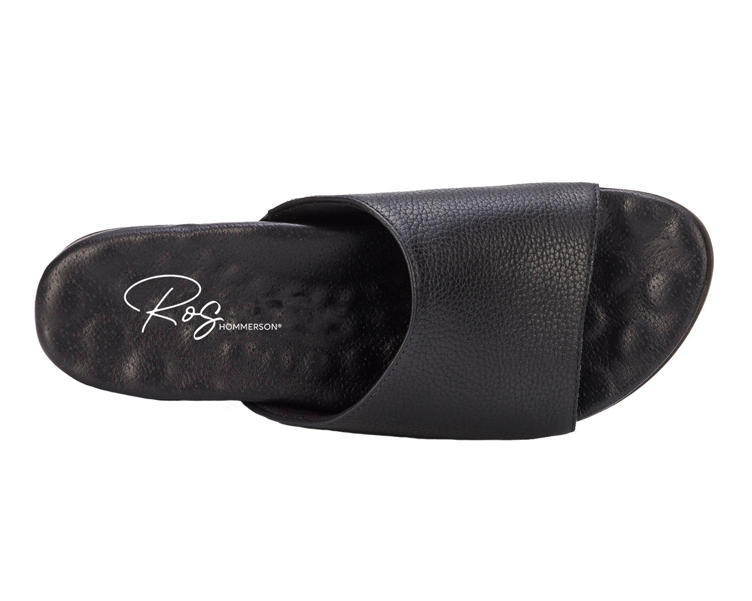 Ros Hommerson Heston Women's Slide Sandal - Black Tumbled Leather - Sole View