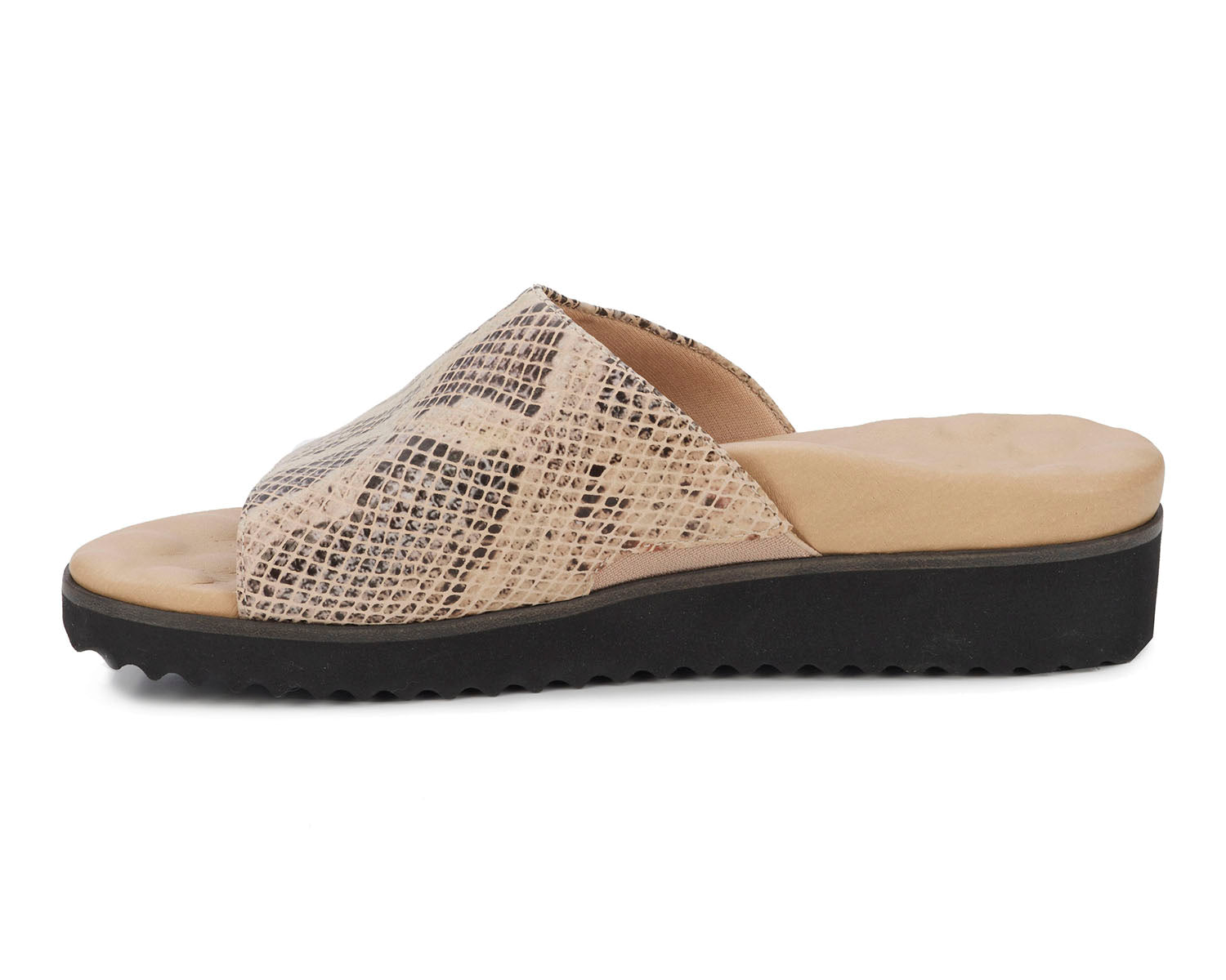 Ros Hommerson Heston Women's Slide Sandal - Natural Snake Print Leather - Inside View