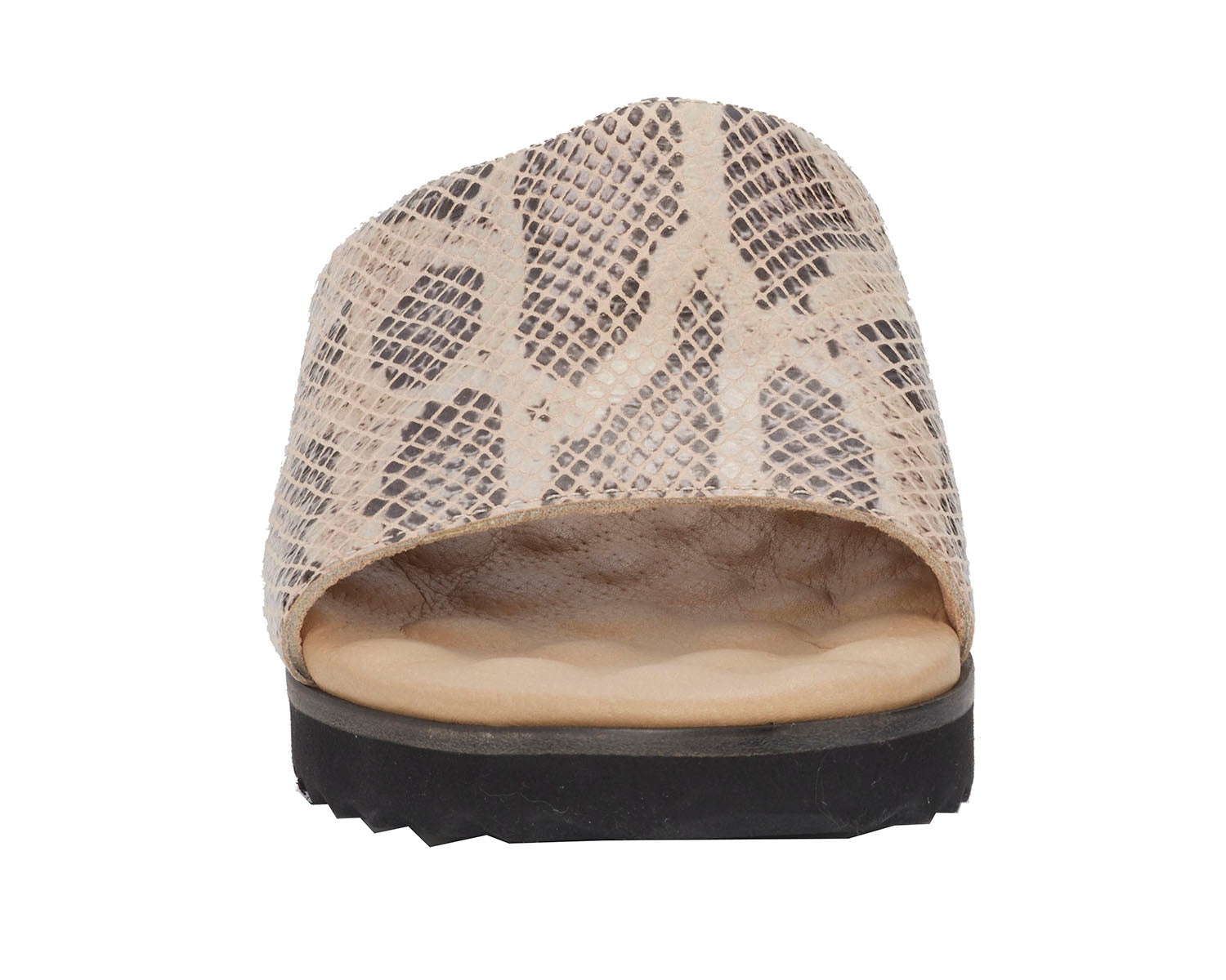 Ros Hommerson Heston Women's Slide Sandal - Natural Snake Print Leather - Front View