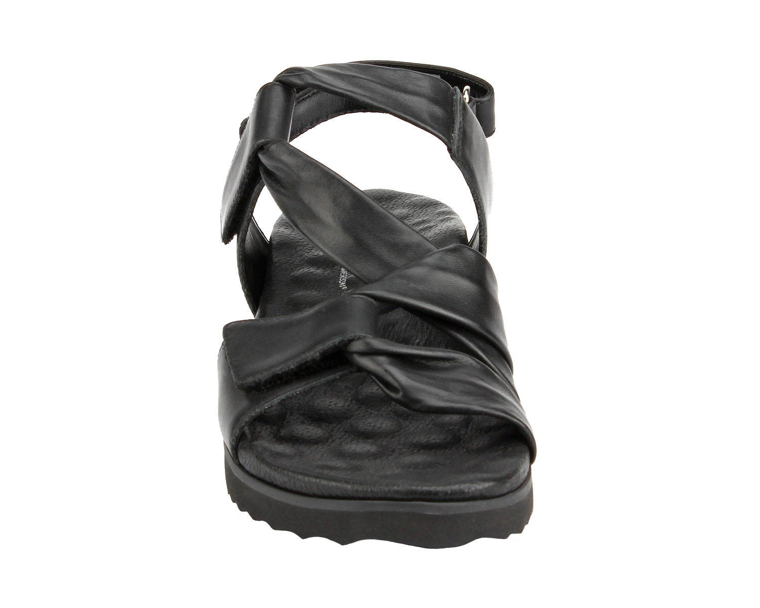 Ros Hommerson Hillary Women's Slide Sandal - Black Nappa Comfort Leather - Front View