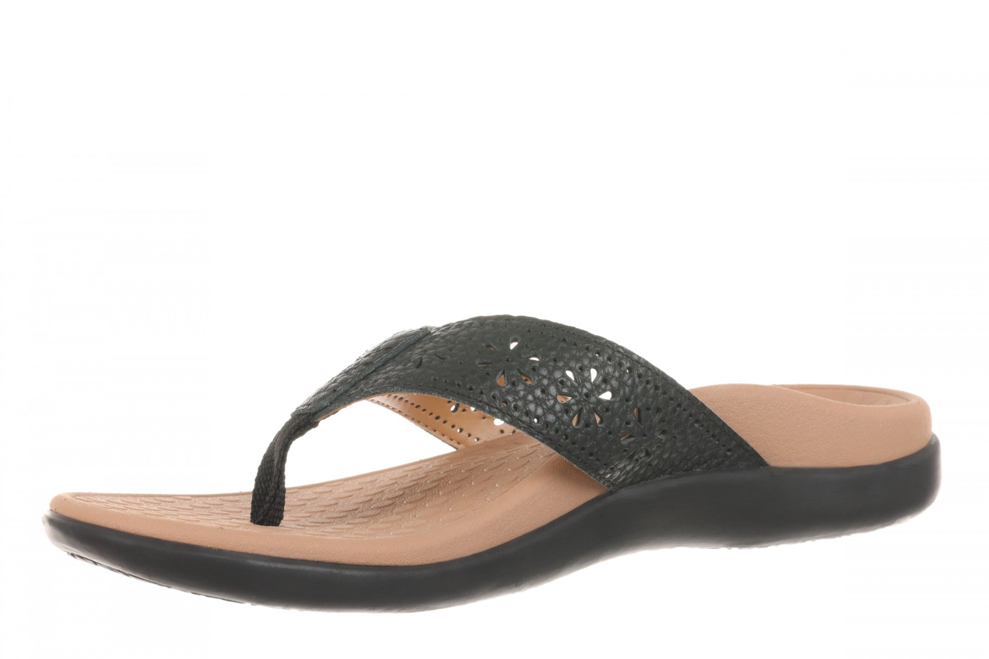 Vionic Shona Women's Supportive Sandal Flip Flops - Black - Left angle
