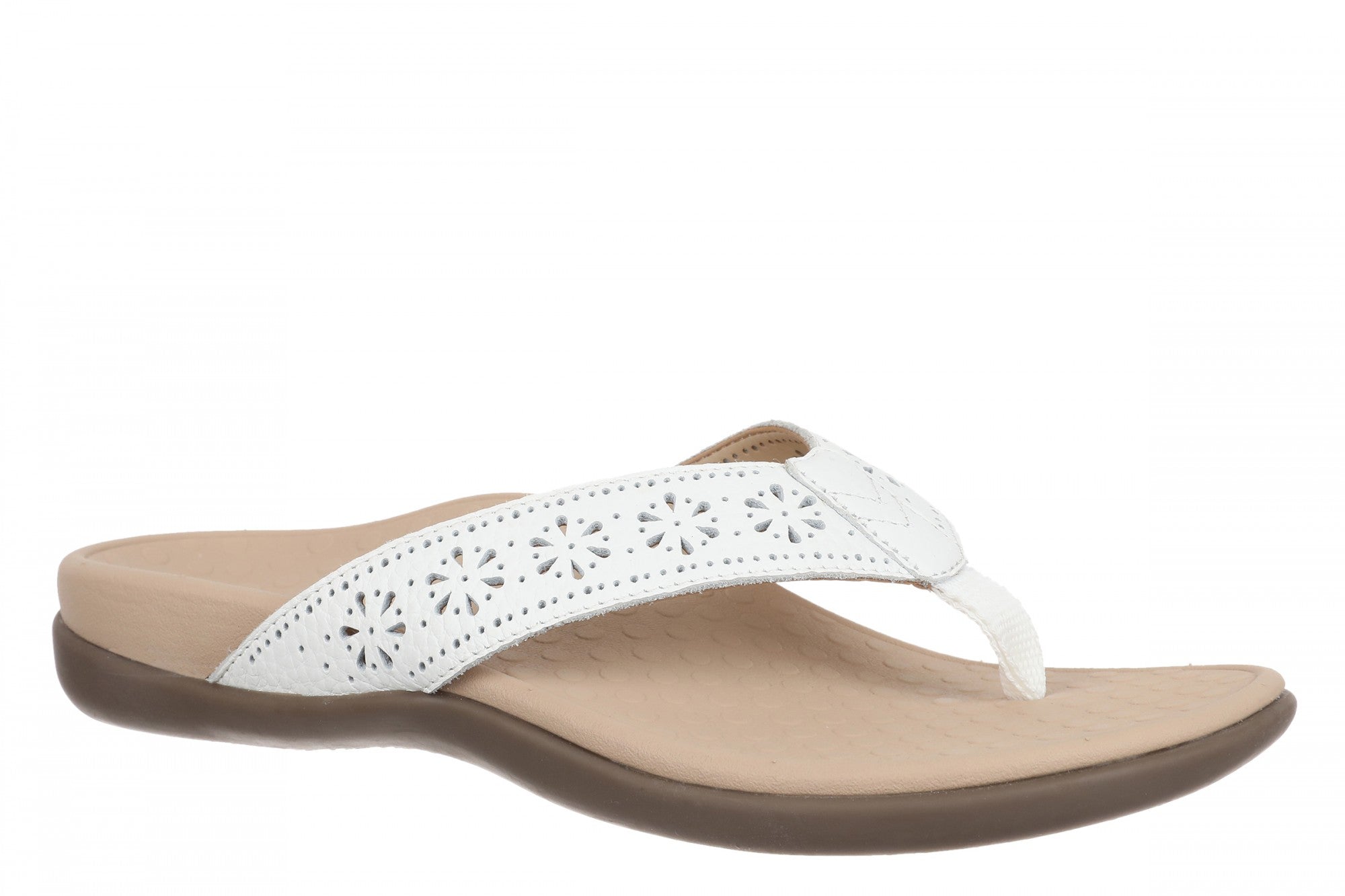 Vionic Shona Women's Supportive Sandal Flip Flops - White - Angle main