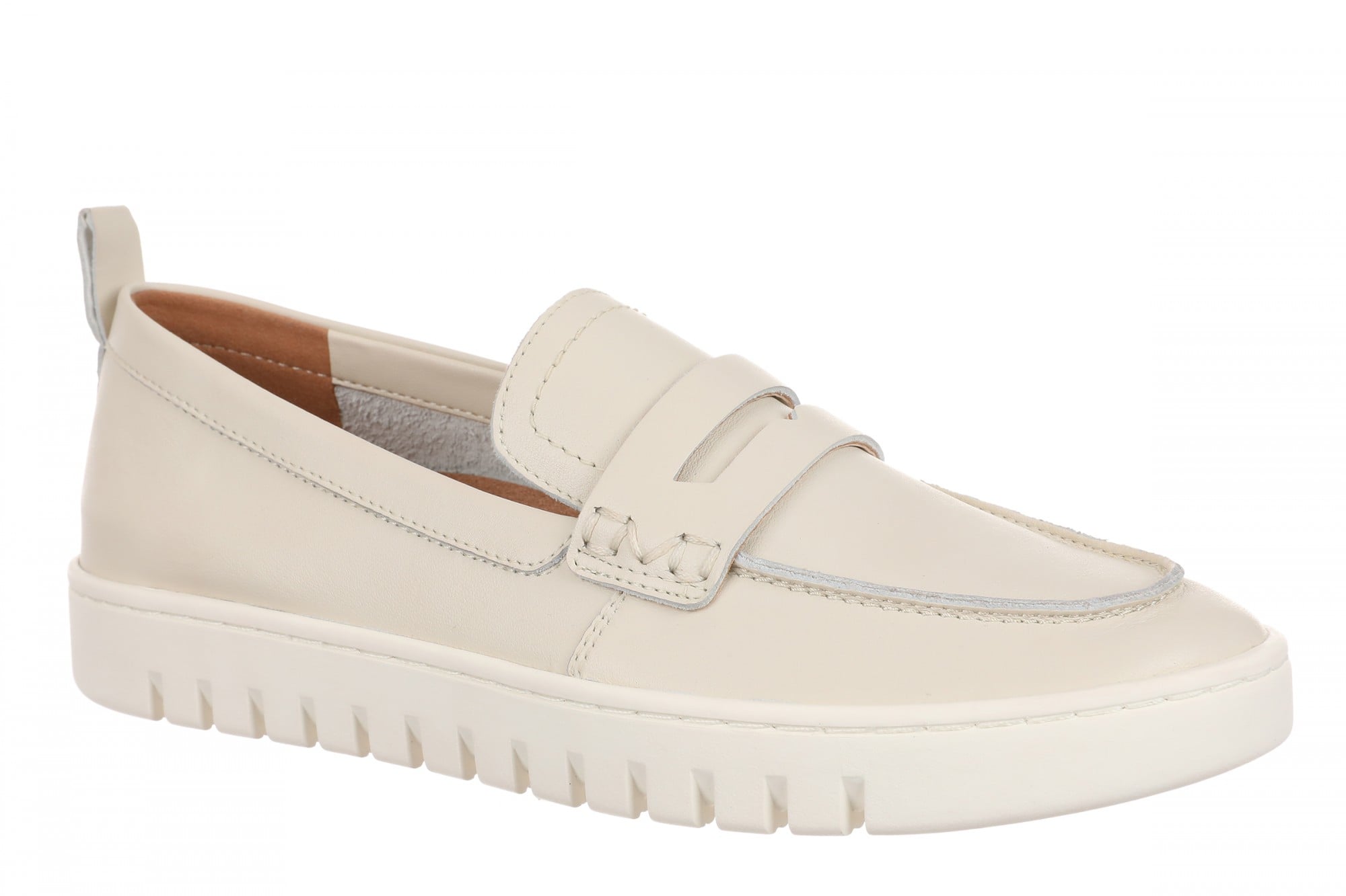 Vionic Uptown Resort Women's Slip-On Loafer Moc Casual Shoes in Cream Leather