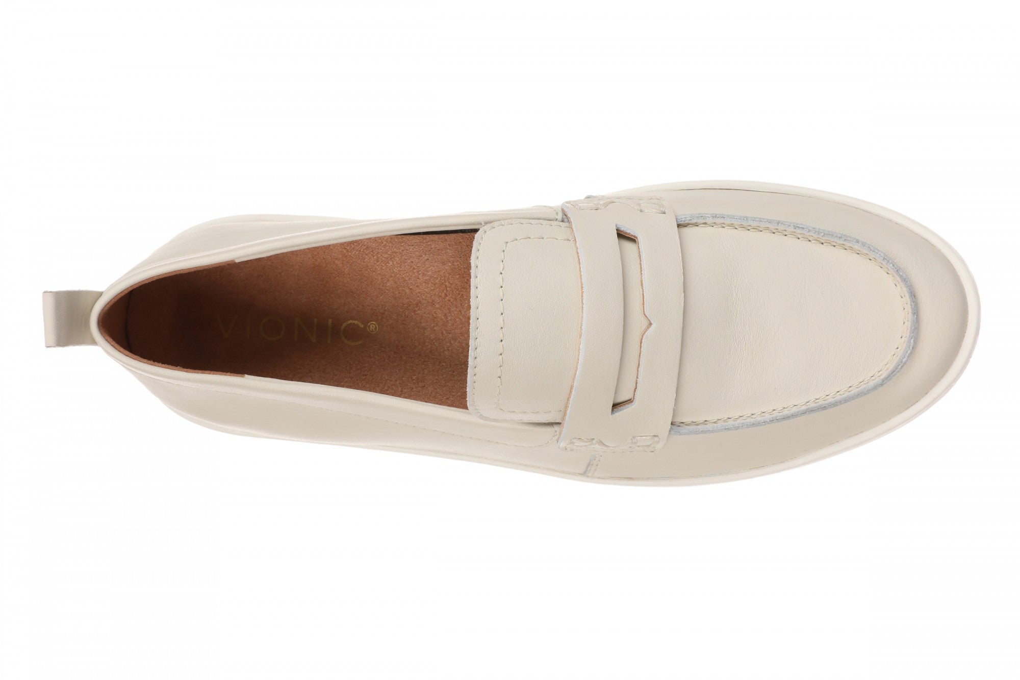 Vionic Uptown Resort Women's Slip-On Loafer Moc Casual Shoes - Cream Leather - Top