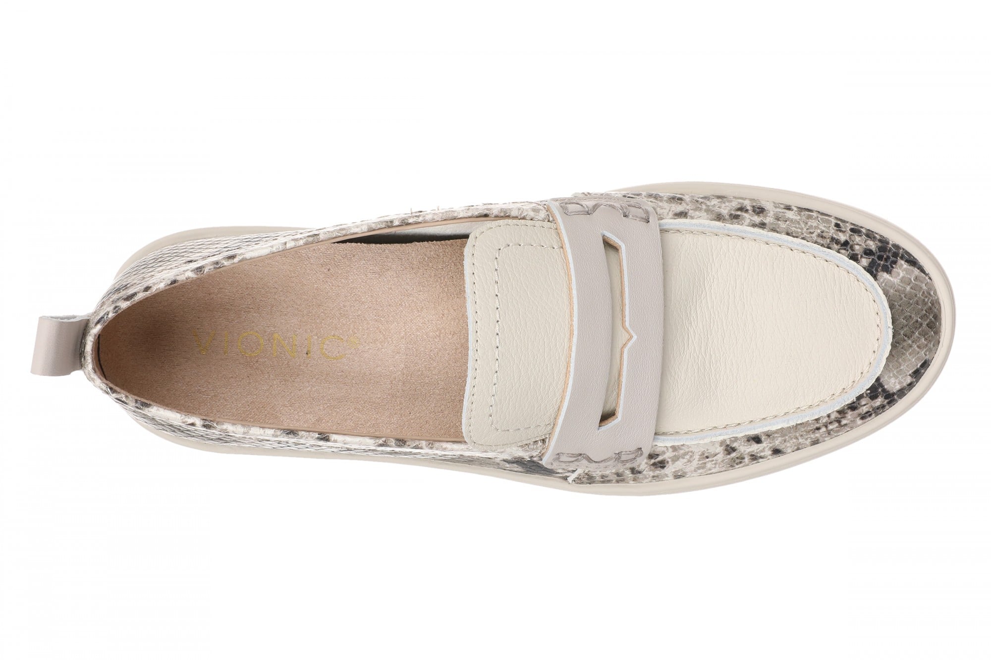 Vionic Uptown - Women's Orthotic Loafer - More Colors - Cream Snake - Top