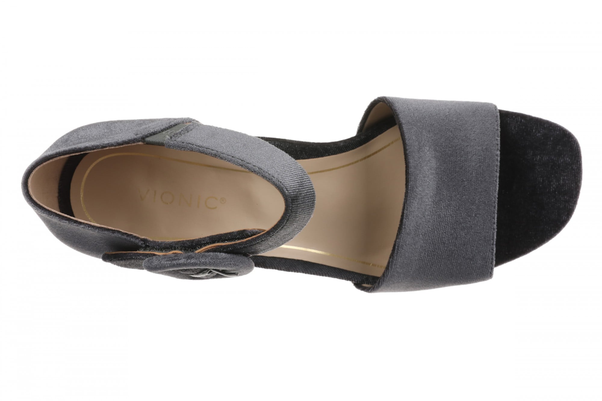 Vionic Chardonnay Women's Heeled Sandals - Stylish and Comfortable Quarter/Ankle/T-Strap Sandals - Slate Grey - Top