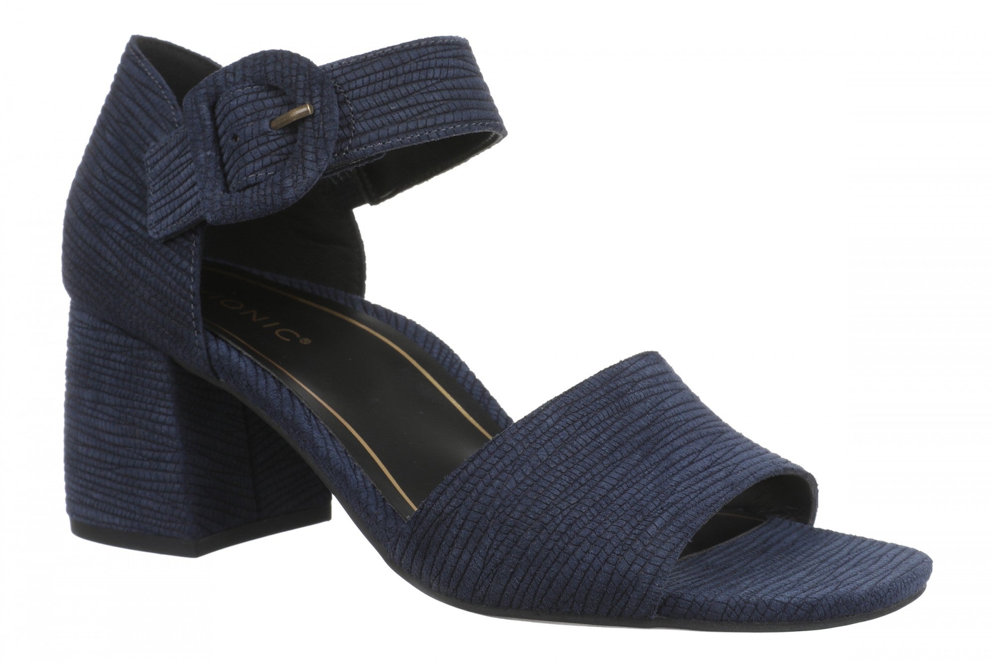 Vionic Chardonnay Women's Heeled Sandals - Stylish and Comfortable Quarter/Ankle/T-Strap Sandals - Navy Blazer - Angle main
