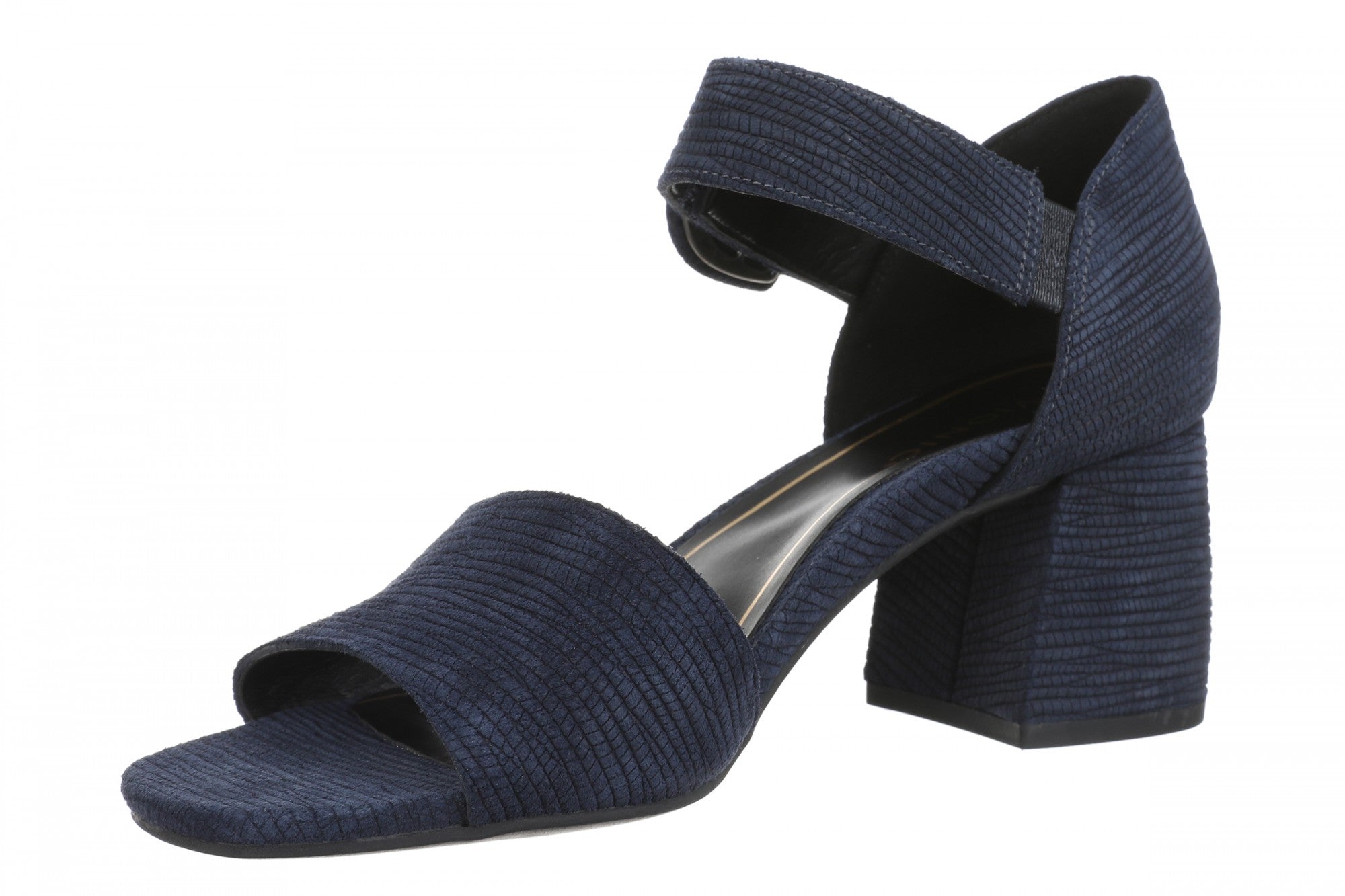 Vionic Chardonnay Women's Heeled Sandals - Stylish and Comfortable Quarter/Ankle/T-Strap Sandals - Navy Blazer - Left angle