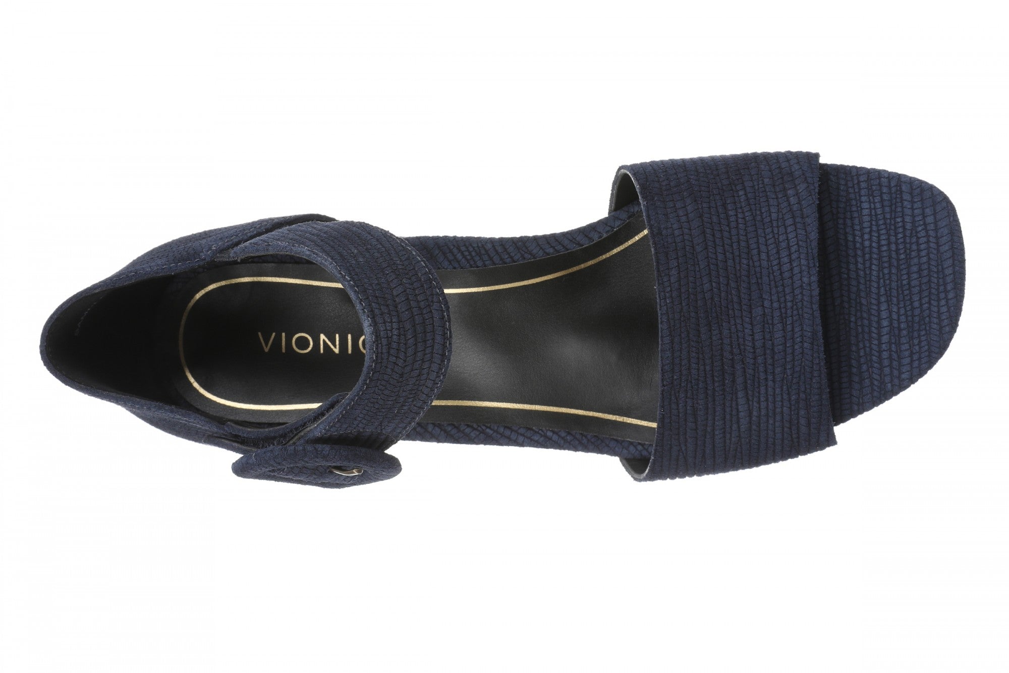 Vionic Chardonnay Women's Heeled Sandals - Stylish and Comfortable Quarter/Ankle/T-Strap Sandals - Navy Blazer - Top