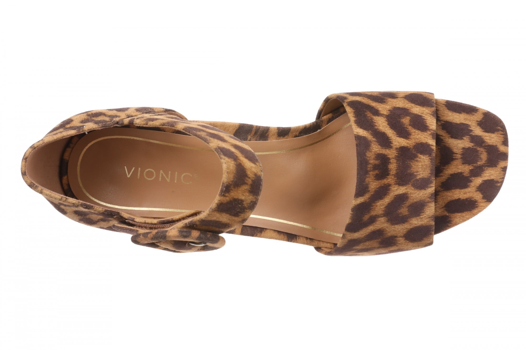 Vionic Chardonnay Women's Heeled Sandals - Stylish and Comfortable Quarter/Ankle/T-Strap Sandals - Tan Leopard - Top