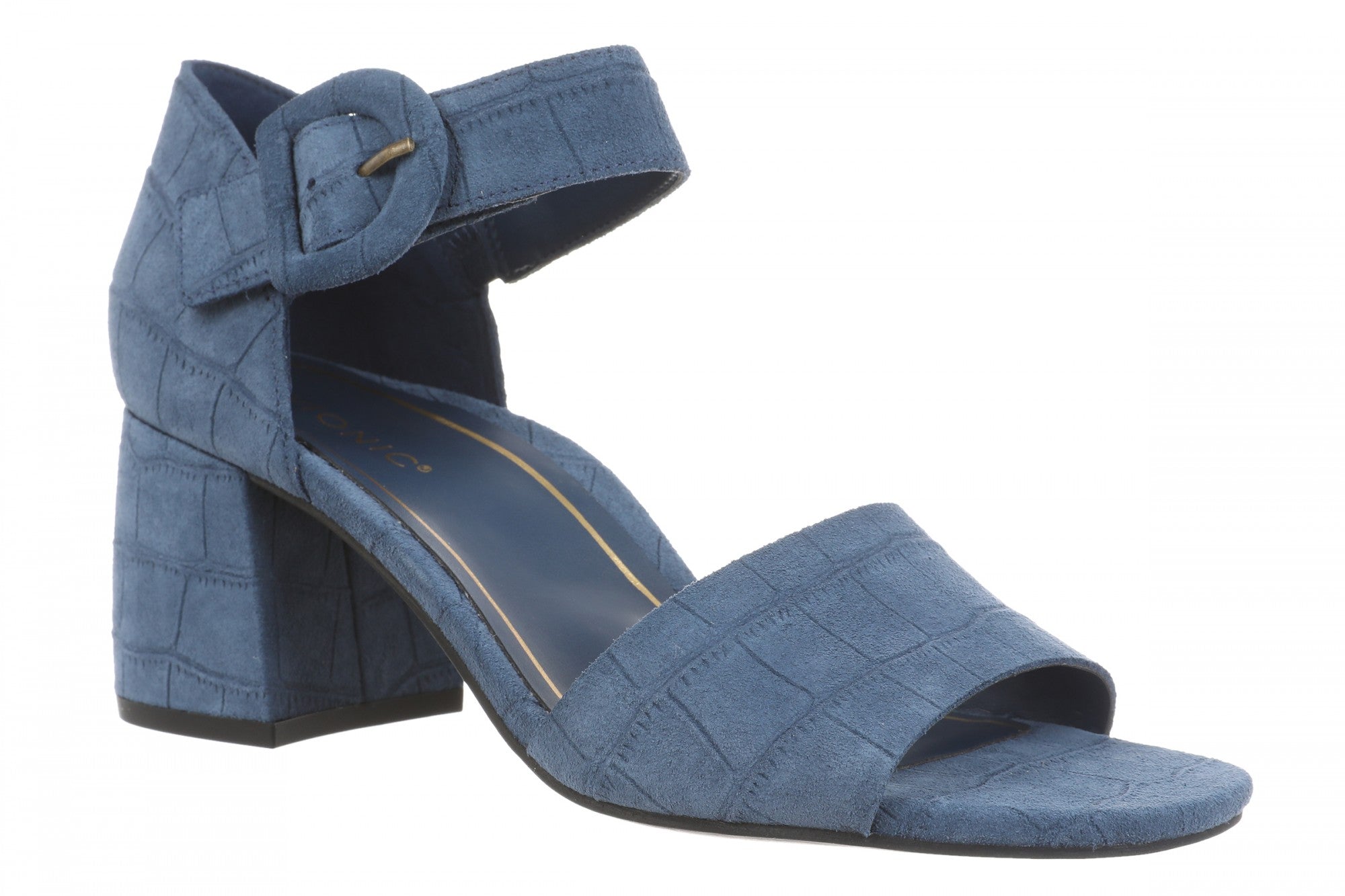 Vionic Chardonnay Women's Heeled Sandals - Stylish and Comfortable Quarter/Ankle/T-Strap Sandals - Dark Denim - Angle main