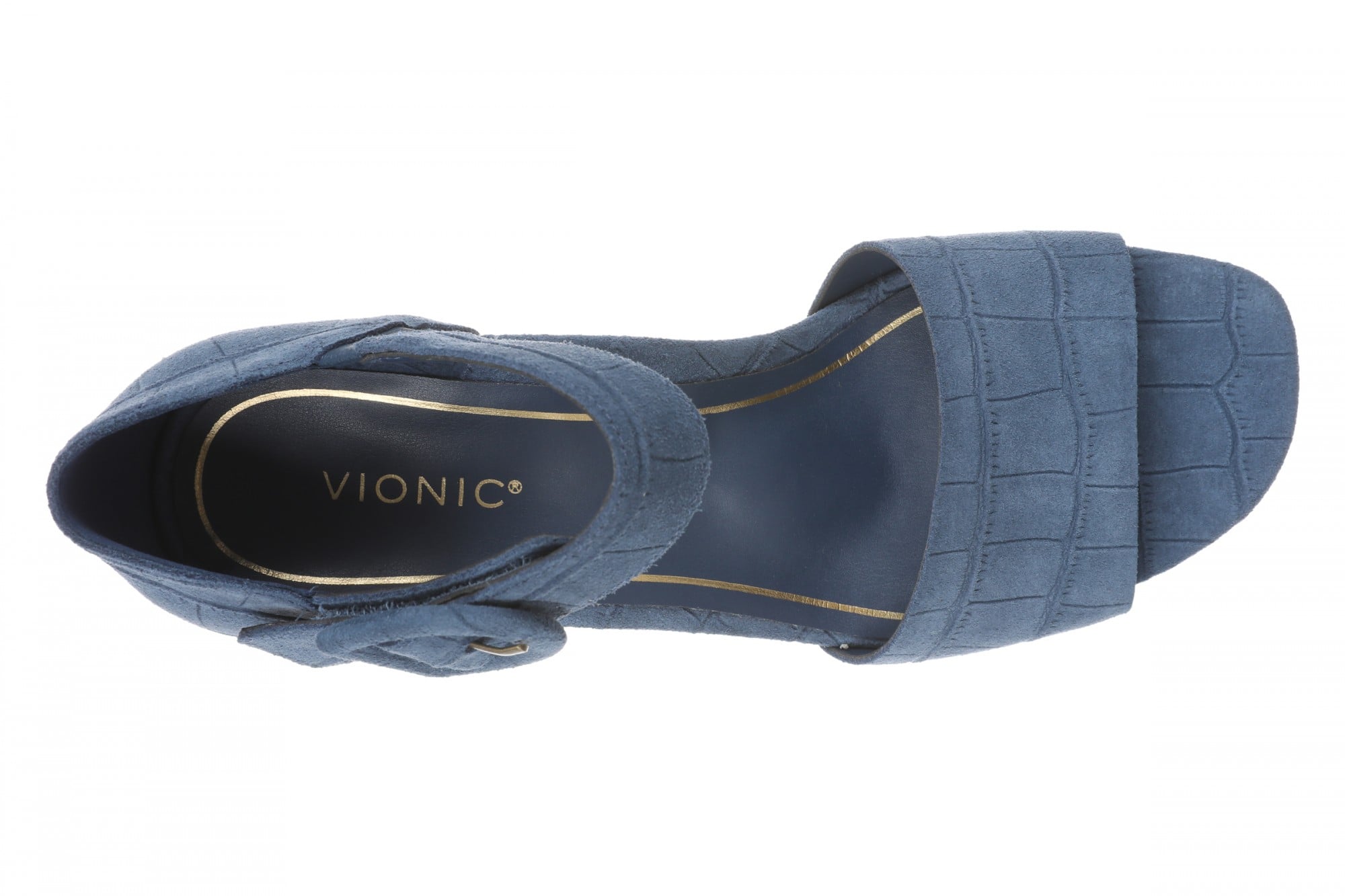 Vionic Chardonnay Women's Heeled Sandals - Stylish and Comfortable Quarter/Ankle/T-Strap Sandals - Dark Denim - Top
