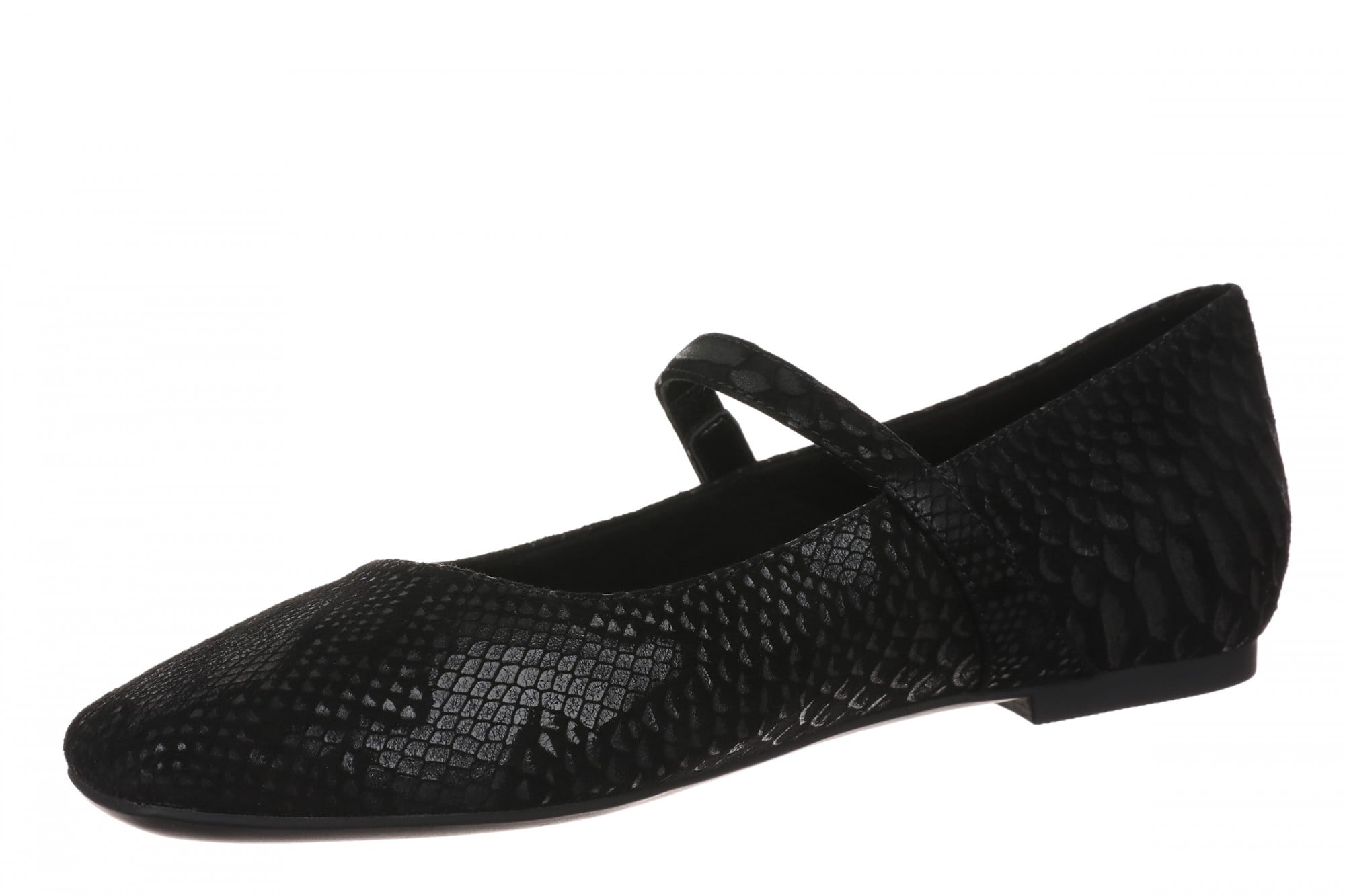 Vionic Alameda Women's Orthotic Supportive Mary Jane Flat - Black Snake - Left angle
