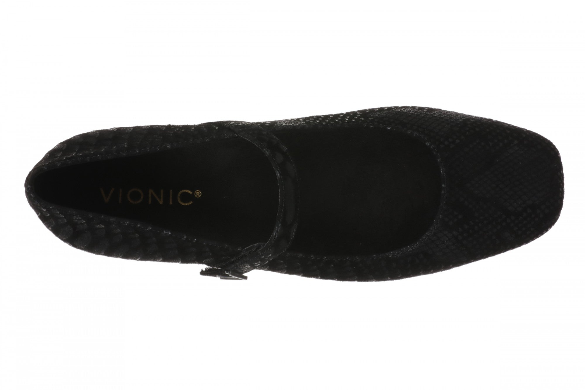 Vionic Alameda Women's Orthotic Supportive Mary Jane Flat - Black Snake - Top