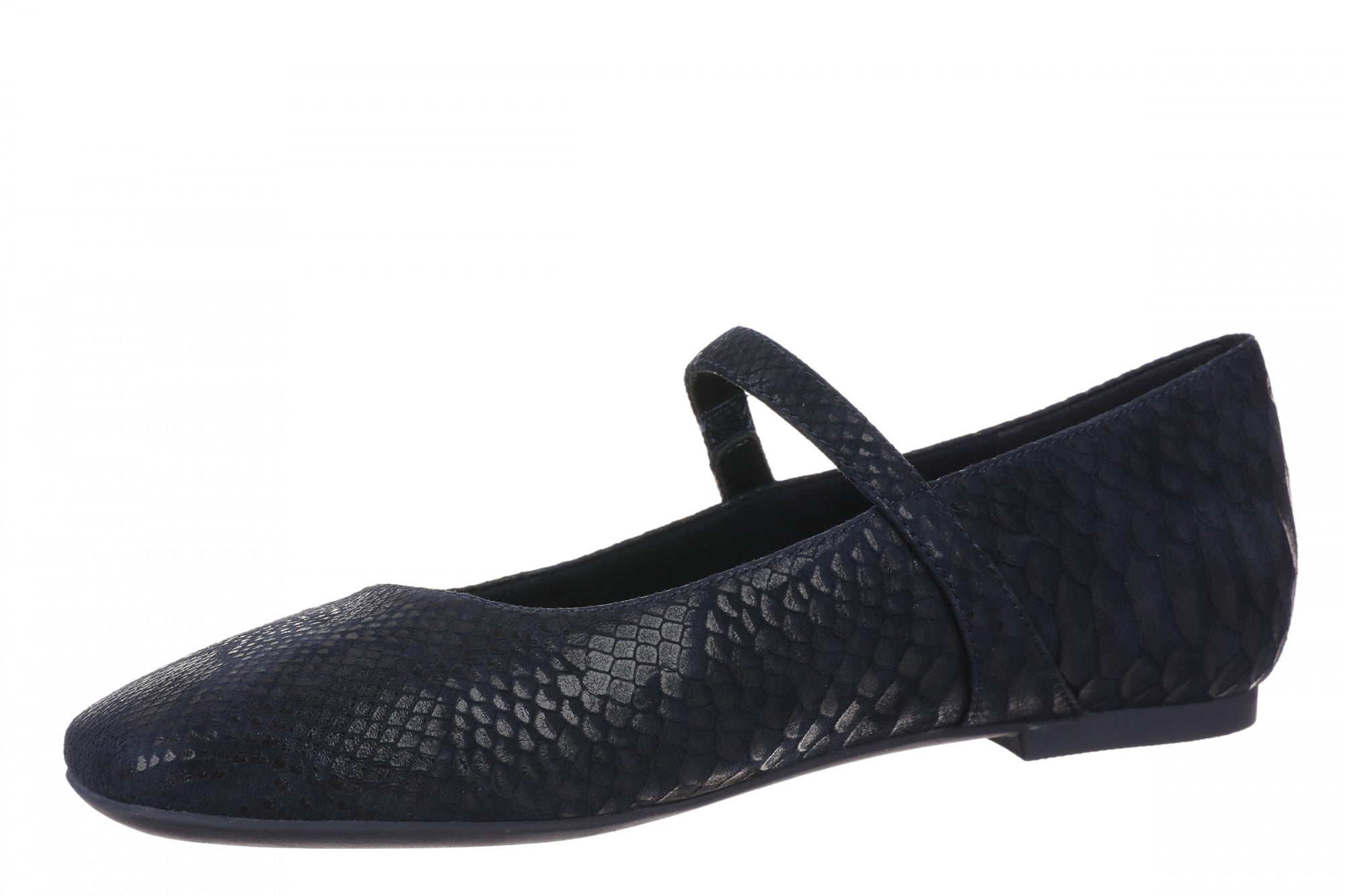 Vionic Alameda Women's Orthotic Supportive Mary Jane Flat - Navy Blazer - Left angle