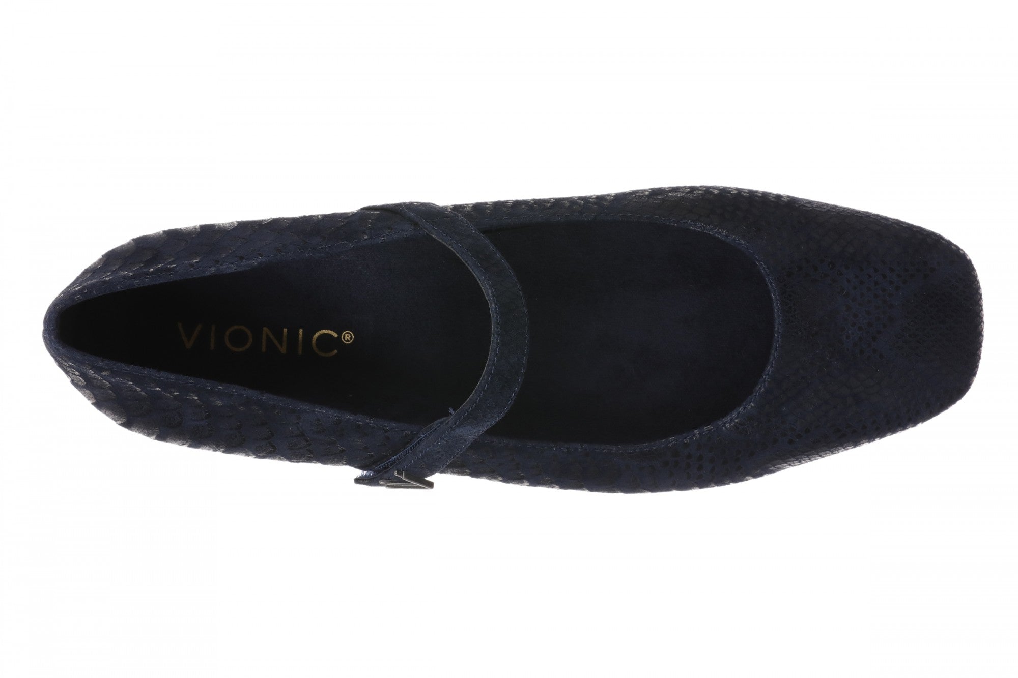 Vionic Alameda Women's Orthotic Supportive Mary Jane Flat - Navy Blazer - Top