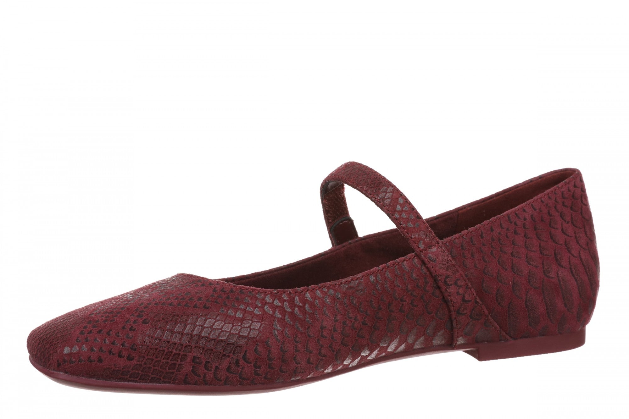 Vionic Alameda Women's Orthotic Supportive Mary Jane Flat - Cherry Jubilee - Left angle