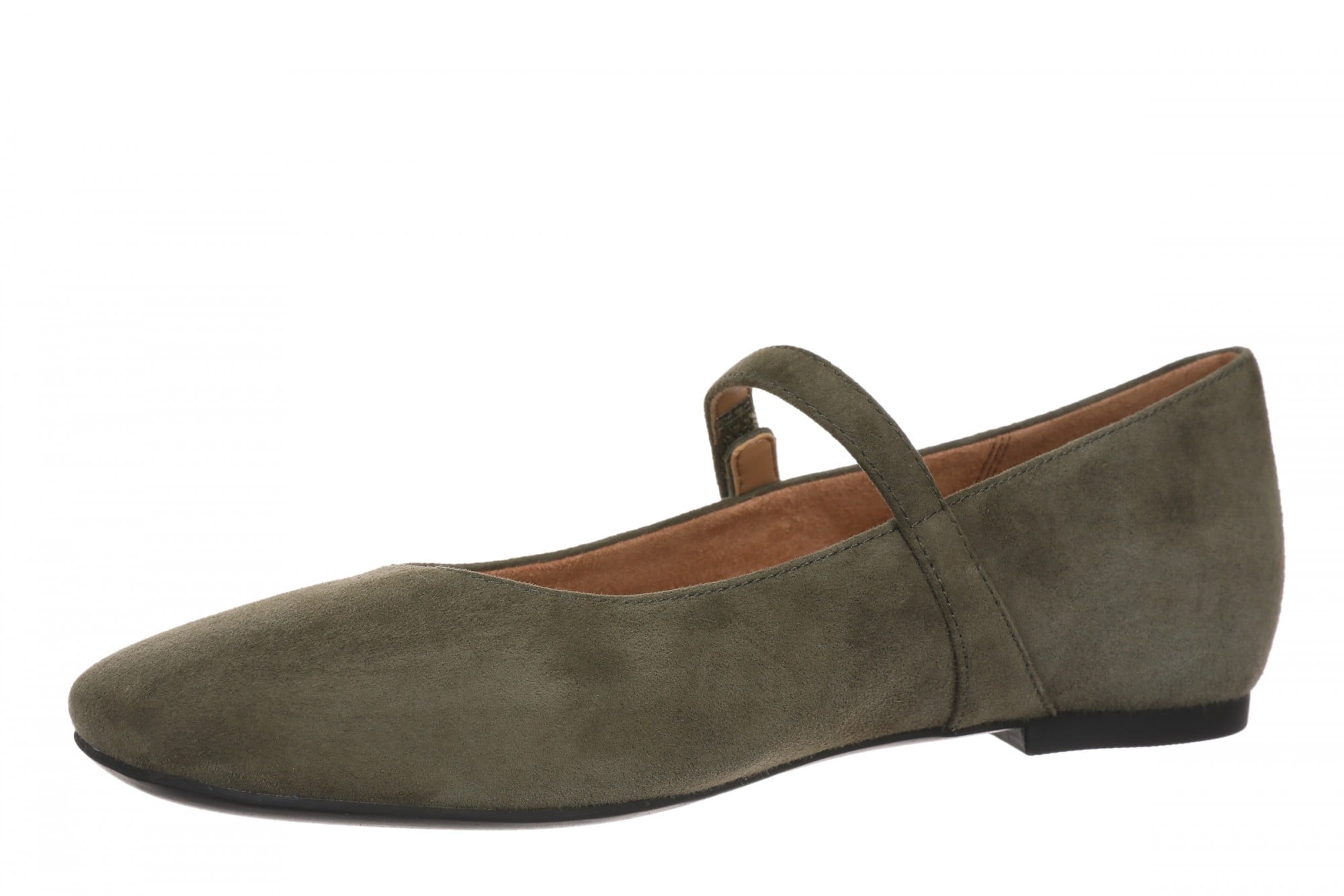 Vionic Alameda Women's Orthotic Supportive Mary Jane Flat - Dark Olive - Left angle