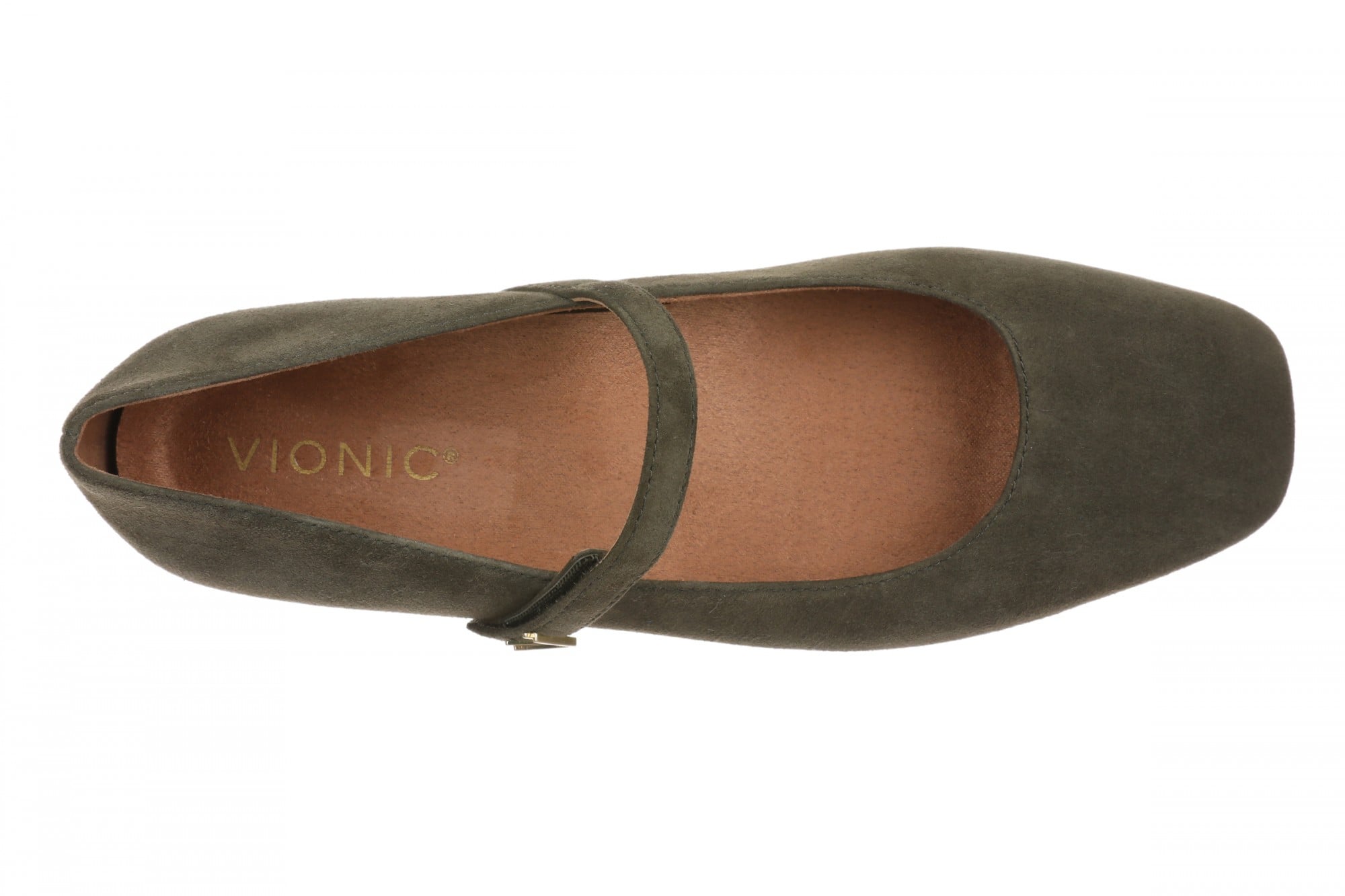 Vionic Alameda Women's Orthotic Supportive Mary Jane Flat - Dark Olive - Top