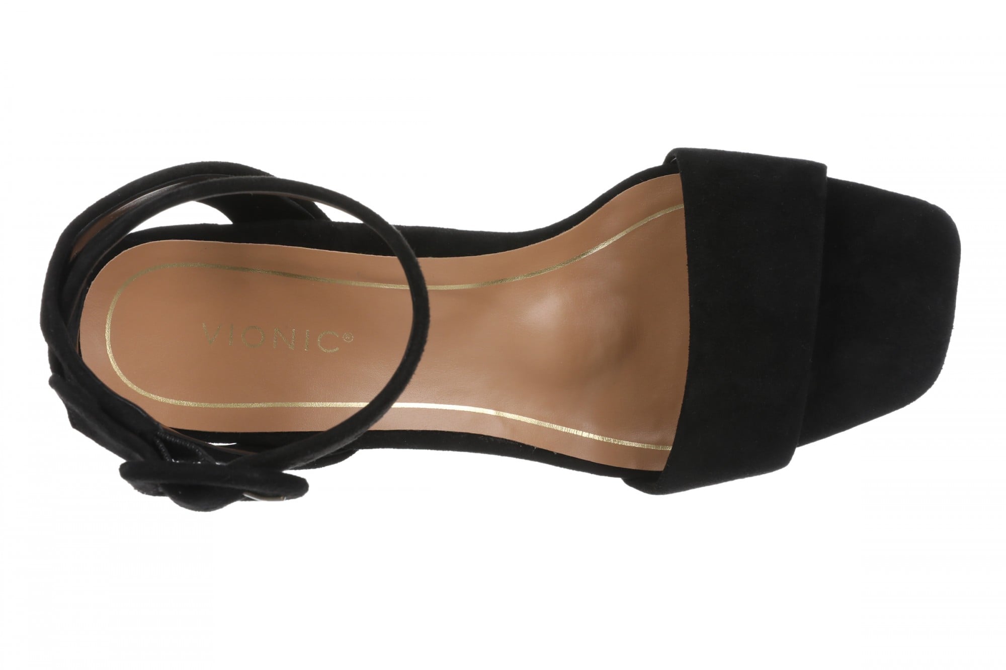 Vionic Zinfandel Women's Heeled Comfort Sandal - Black Suede - Top